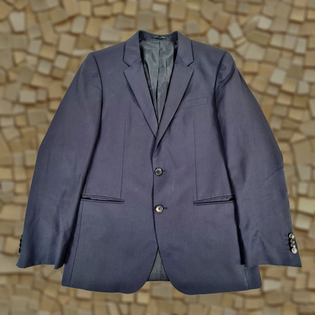 Hugo Boss HUGO BOSS Men Suit Jacket Navy Blue 38 R Super 120s Wool Guabello Hayes Size 38R - 1 Thumbnail
