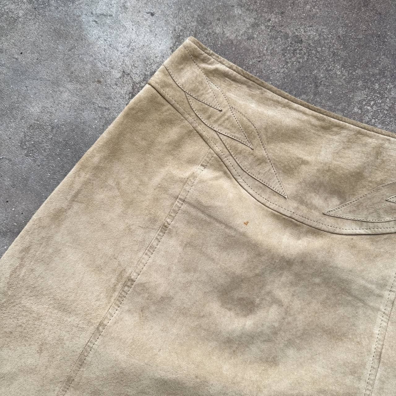 Hysteric Glamour × Vintage Morgan De Toi Vintage 2000's Y2K Suede Leather Midi Skirt Size 29" - 4 Thumbnail