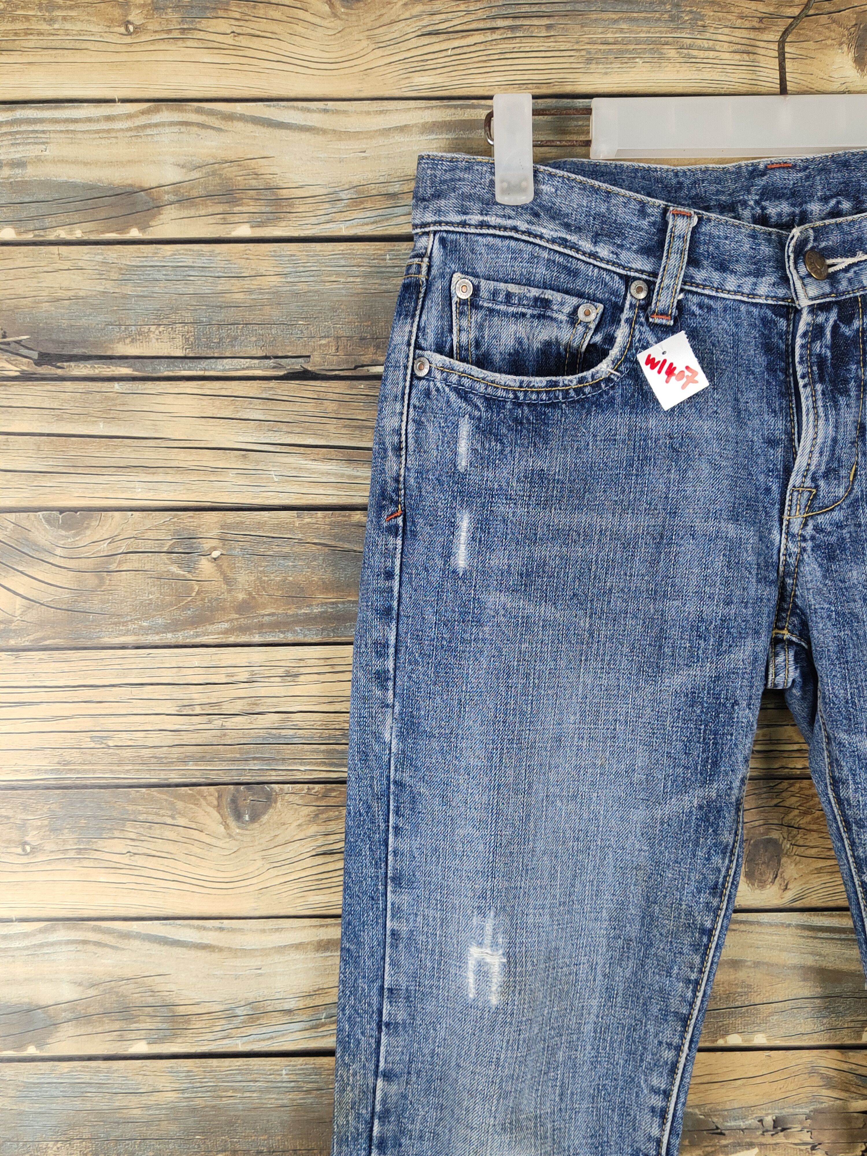 Japanese Brand Uniqlo Blue Distressed Ripped denim Jeans #W1407 Size 30" / US 8 / IT 44 - 3 Thumbnail