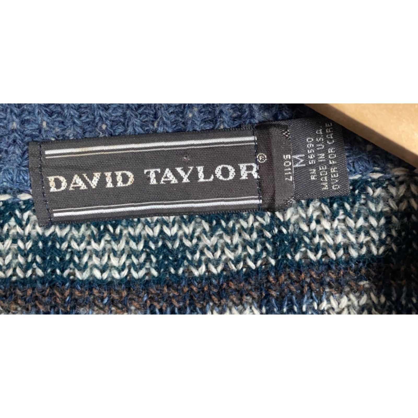 Vintage VINTAGE David Taylor Cardigan Sweater Men’s Medium Blue Geometric Knit 90s Vintage Casual Mens Size US M / EU 48-50 / 2 - 3 Thumbnail