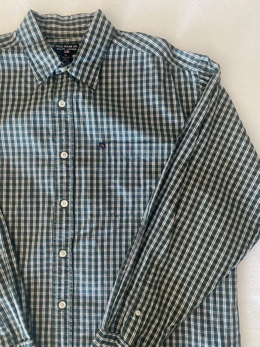Polo Ralph Lauren Polo Jeans Co. Green White Plaid Button Up Size US XL / EU 56 / 4 - 4 Thumbnail