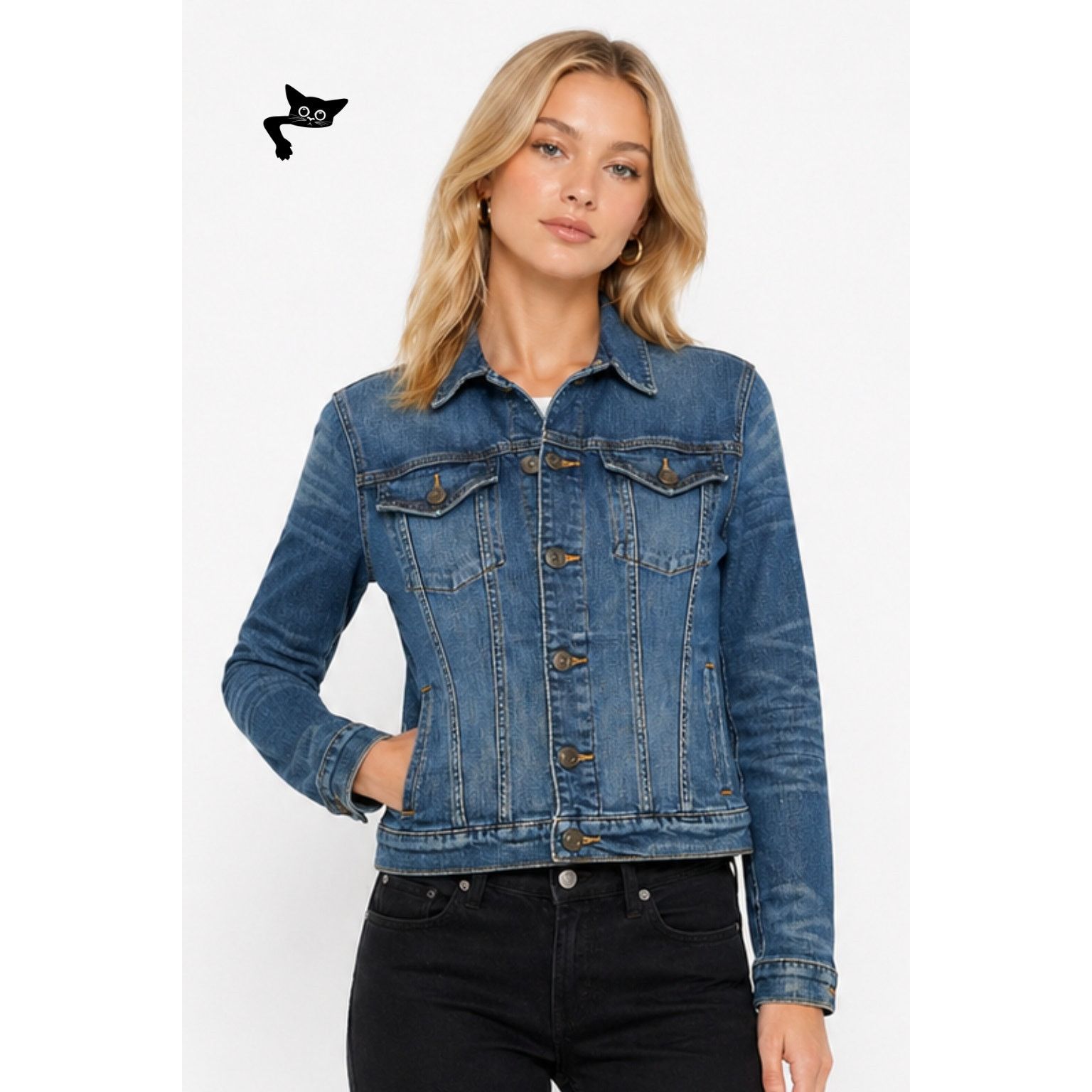 Hudson Outerwear Hudson Classic Medium Wash Denim Jacket Button Front XS Size XS / US 0-2 / IT 36-38 - 5 Thumbnail