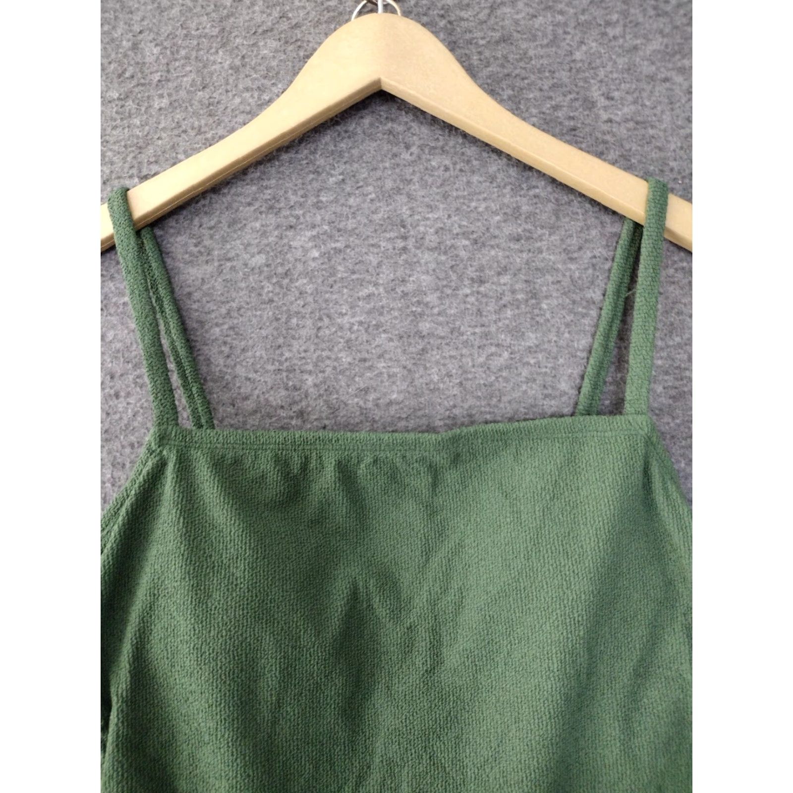 Vintage Kona Sol Women's One Piece Spaghetti Cut Out Back Solid Green Swimsuit L 12-14 Size ONE SIZE - 3 Thumbnail