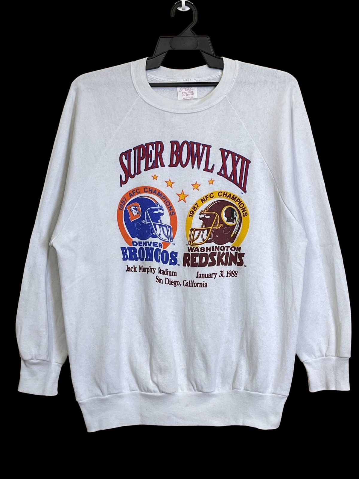 image of Nfl x Vintage 1988 Superbowl Xxii Broncos Vs Redskins Sweatshirt in White, Men's (Size XL)