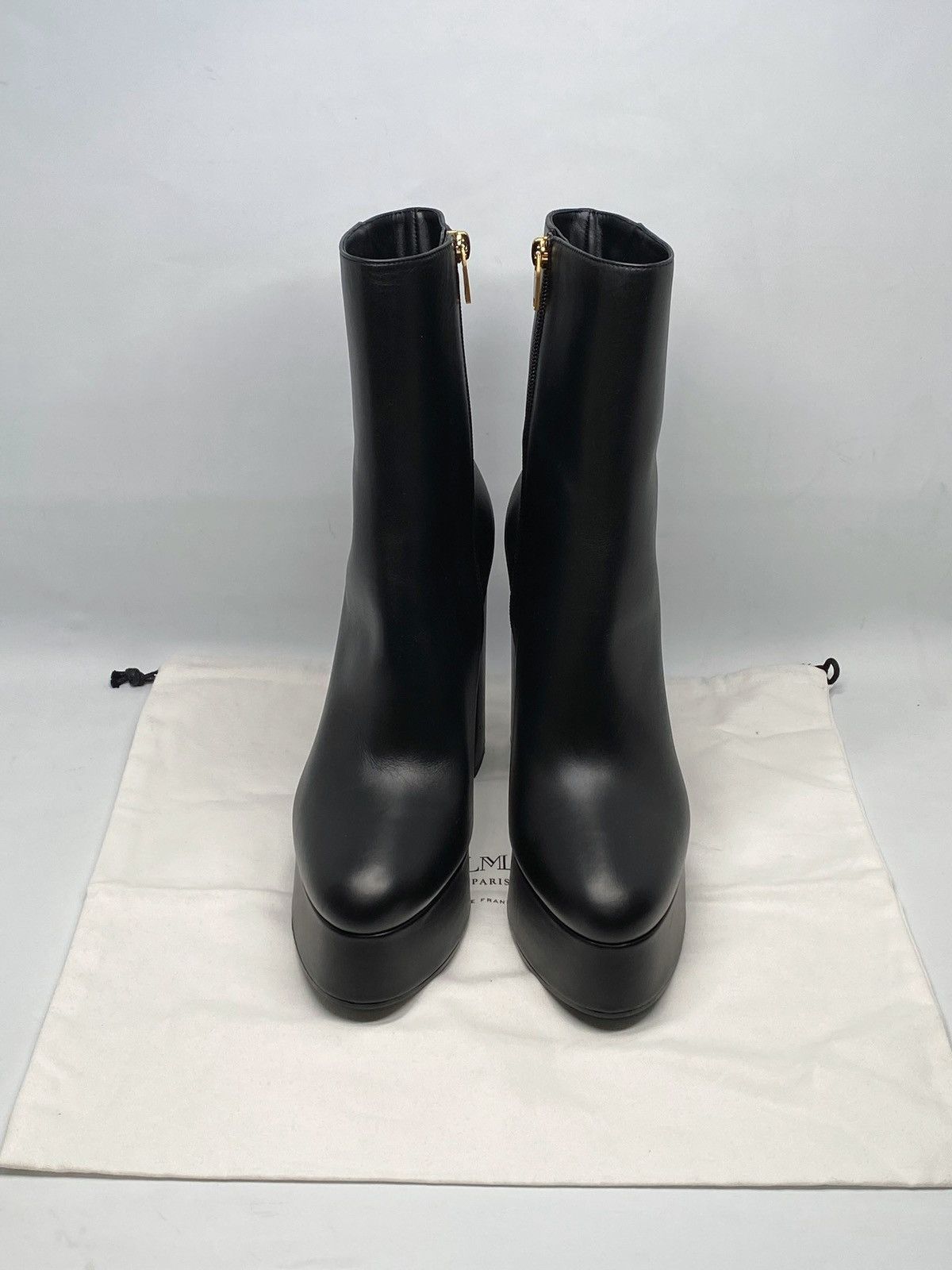 Balmain Balmain Brune Leather Platform Ankle Boots size 39.5 Size US 9.5 / IT 39.5 - 5 Thumbnail