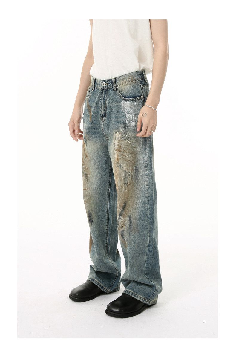 Vintage Men's street-style distressed graffiti washed jeans Size US 32 / EU 48 - 3 Thumbnail