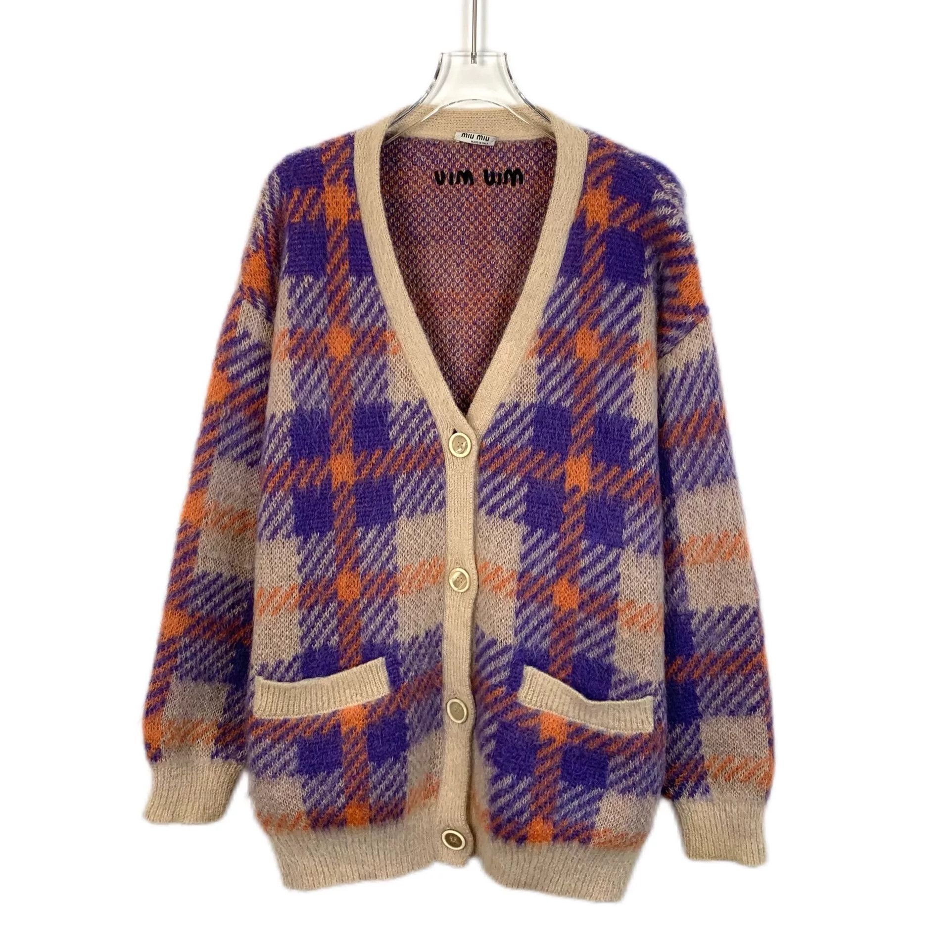Miu Miu multicolored mohair v-neck cardigan sweater Size US M / EU 48-50 / 2 - 1 Thumbnail