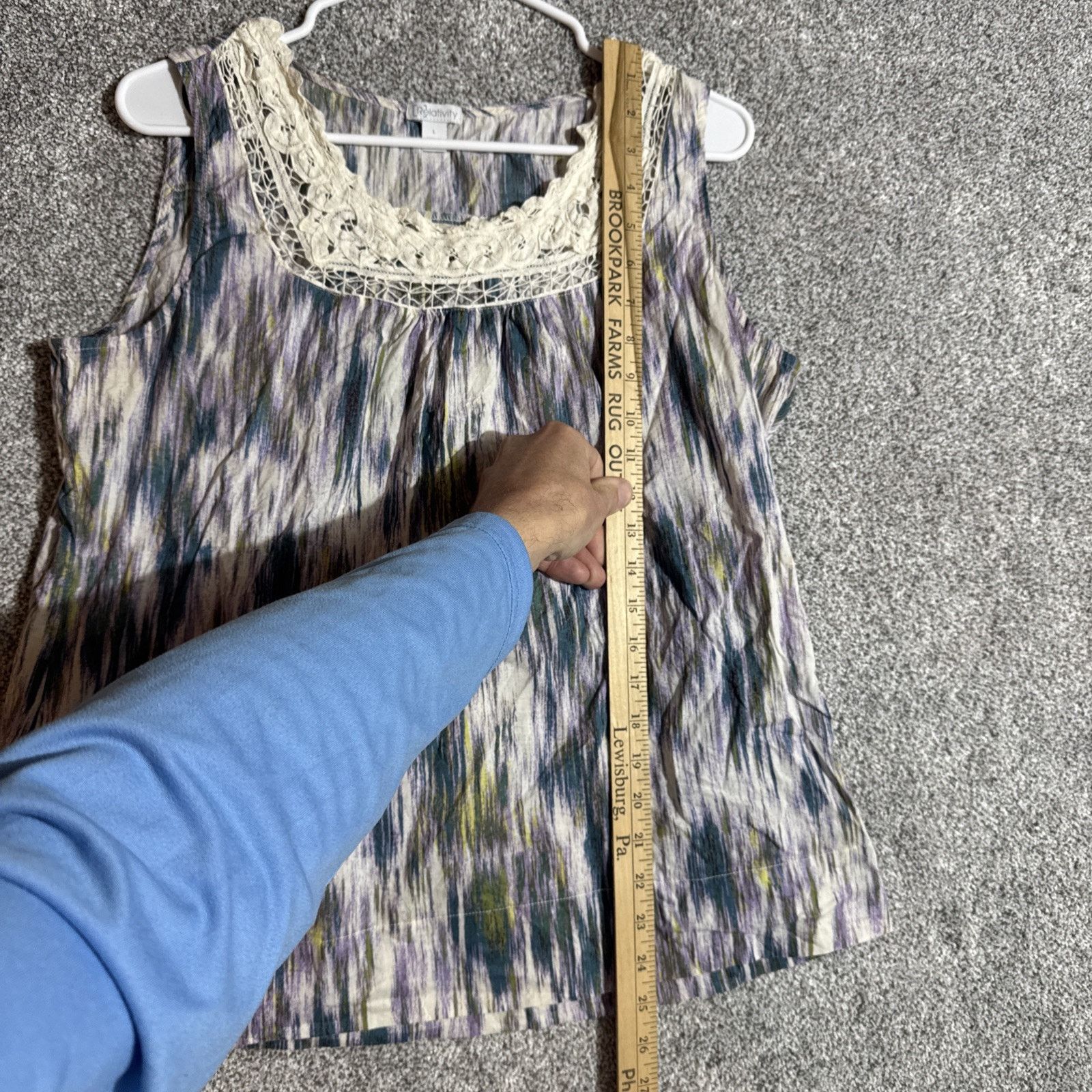 Other Retro 70s Hippie Tank Top Large Boho Crochet Lace Watercolor Size L / US 10 / IT 46 - 3 Thumbnail