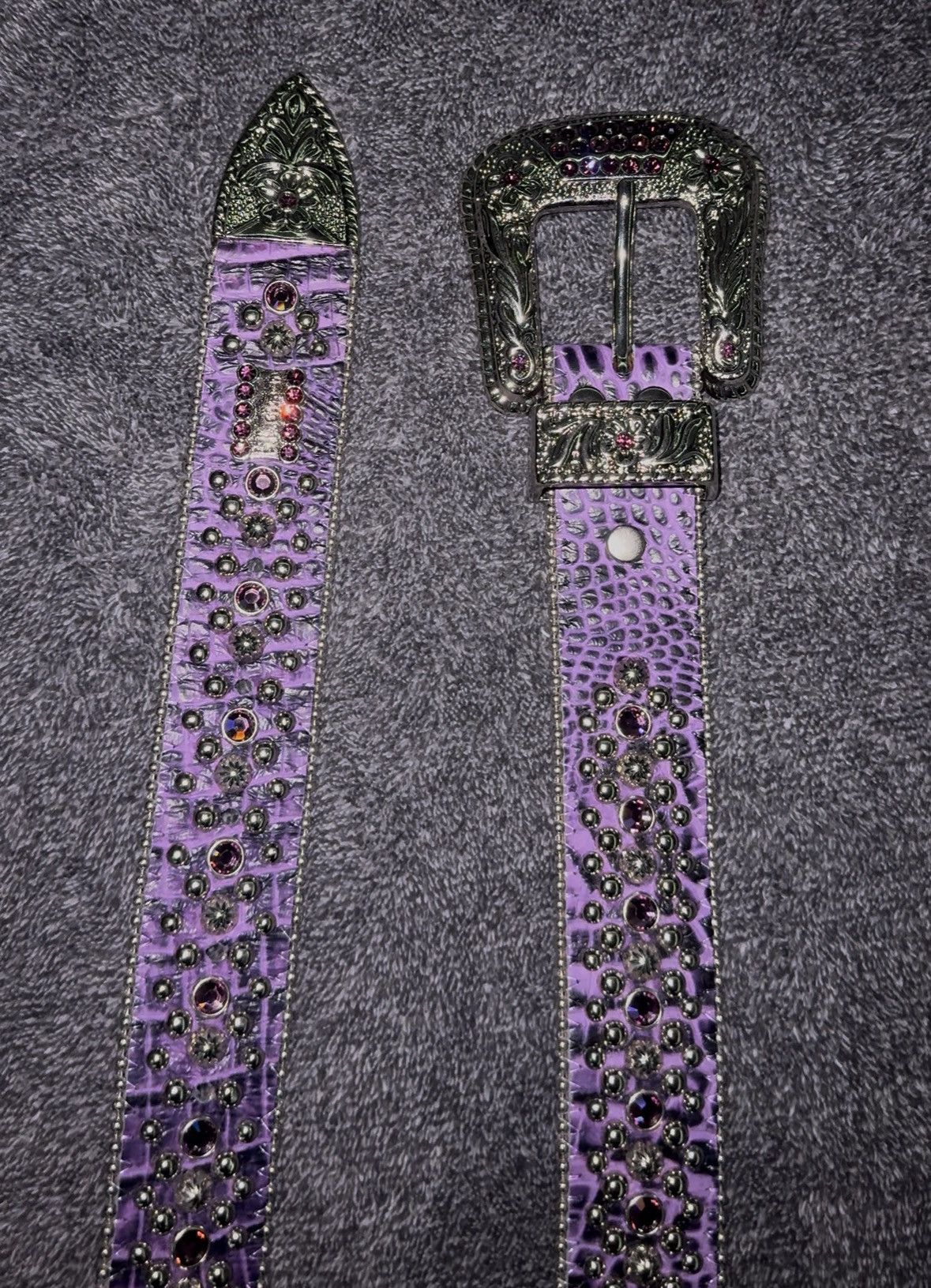 B.B. Simon Purple Alligator BB belt Size 32 - 5 Thumbnail