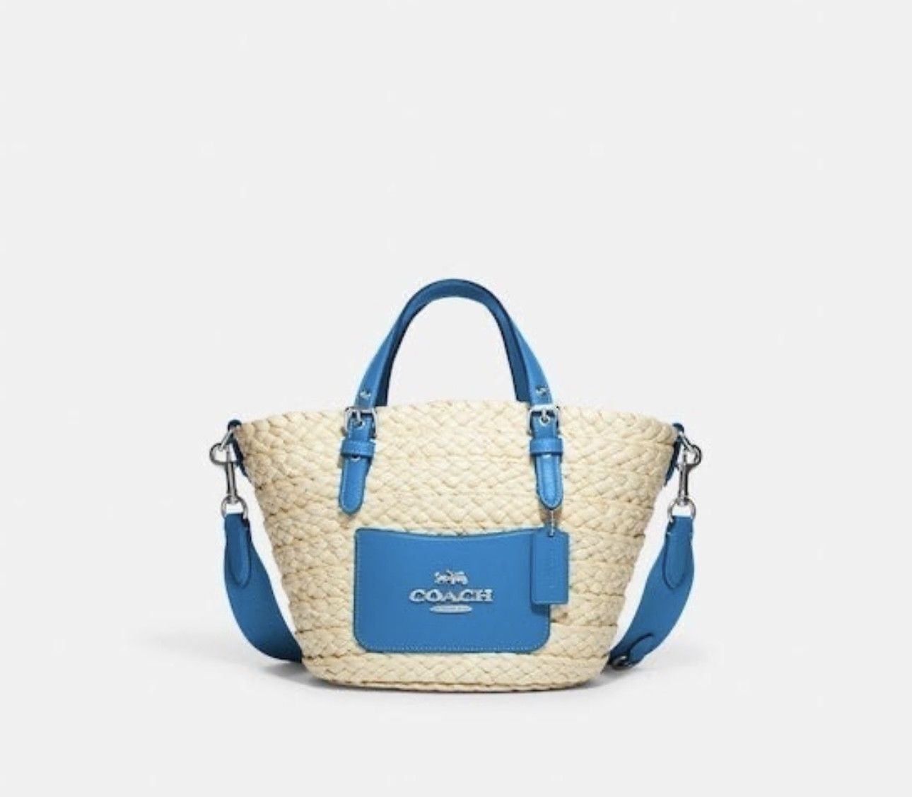 Coach NWT Coach Small straw and smooth leather Tote CJ519 Size ONE SIZE - 7 Thumbnail