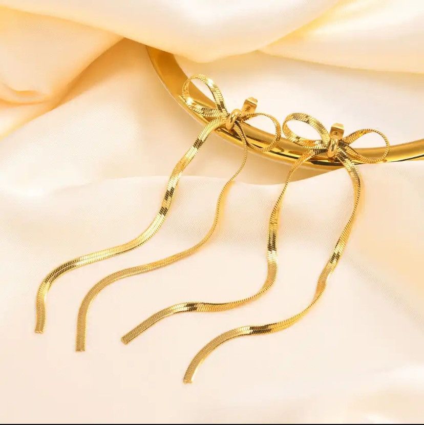 Other Bowknot Dangle Drop Tassel Earrings Size ONE SIZE - 1 Thumbnail