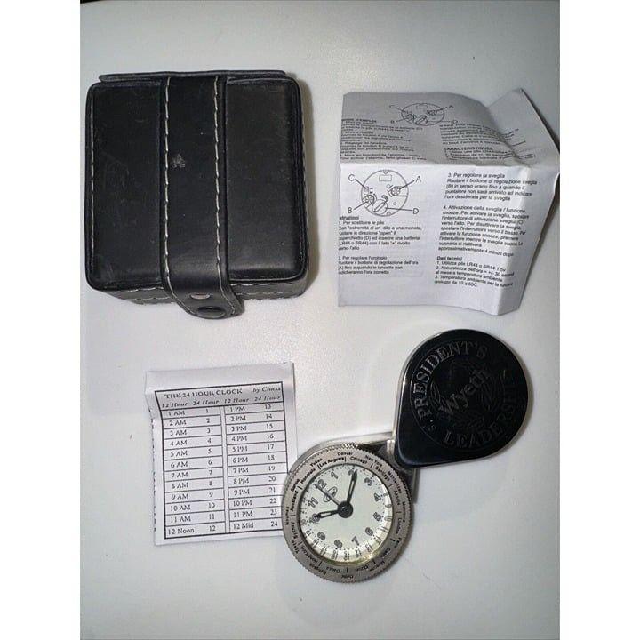 Vintage Chass 24 Hour Clock With Black Leather Case And Manual Size ONE SIZE - 3 Thumbnail