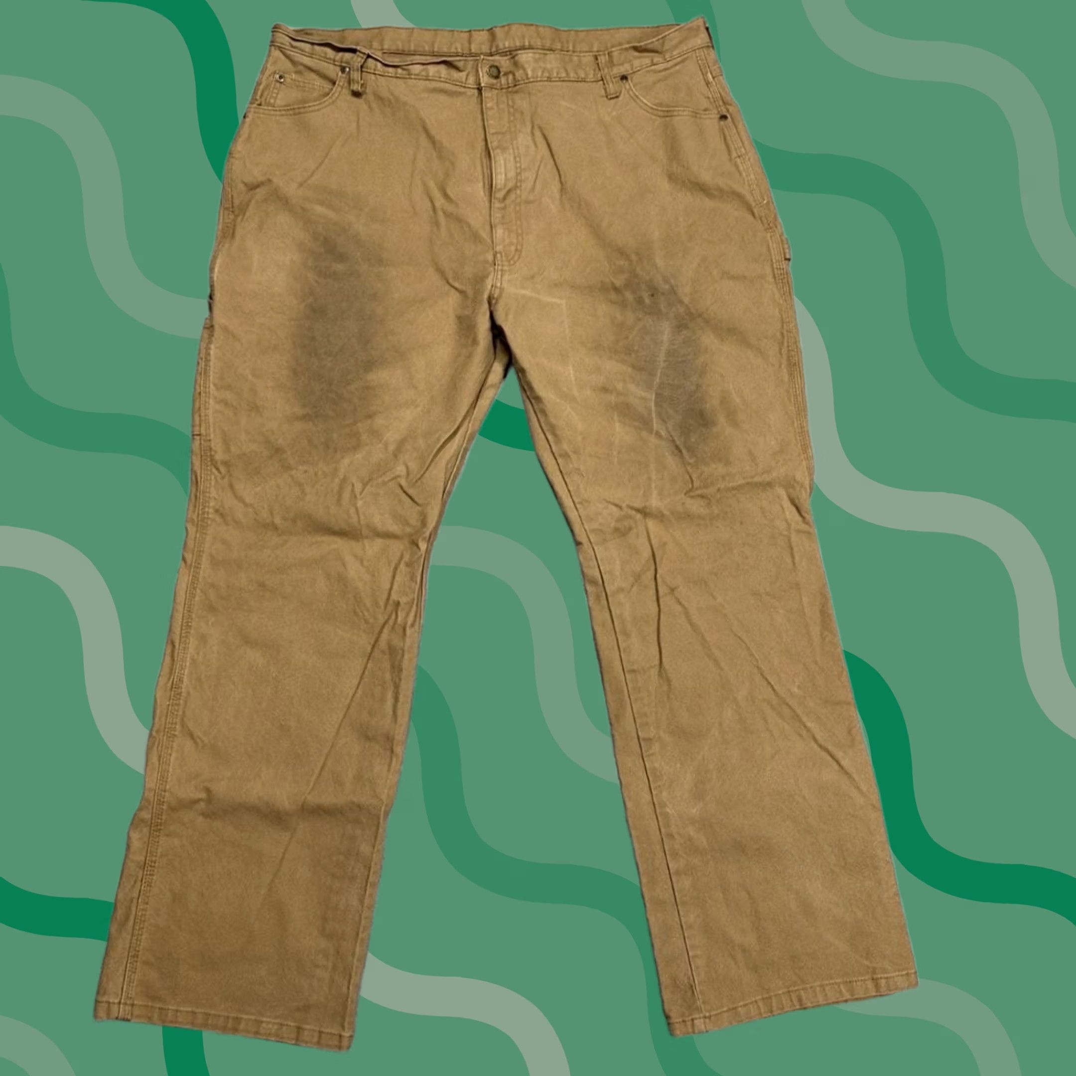 Carhartt Dickies Pants Mens 42x32 Brown Workwear Canvas Carpenter Utility Straight Front | 42 Waist 32 Inseam Mens Brown Canvas Carpenter Pants Size US 42 / EU 58 - 1 Thumbnail