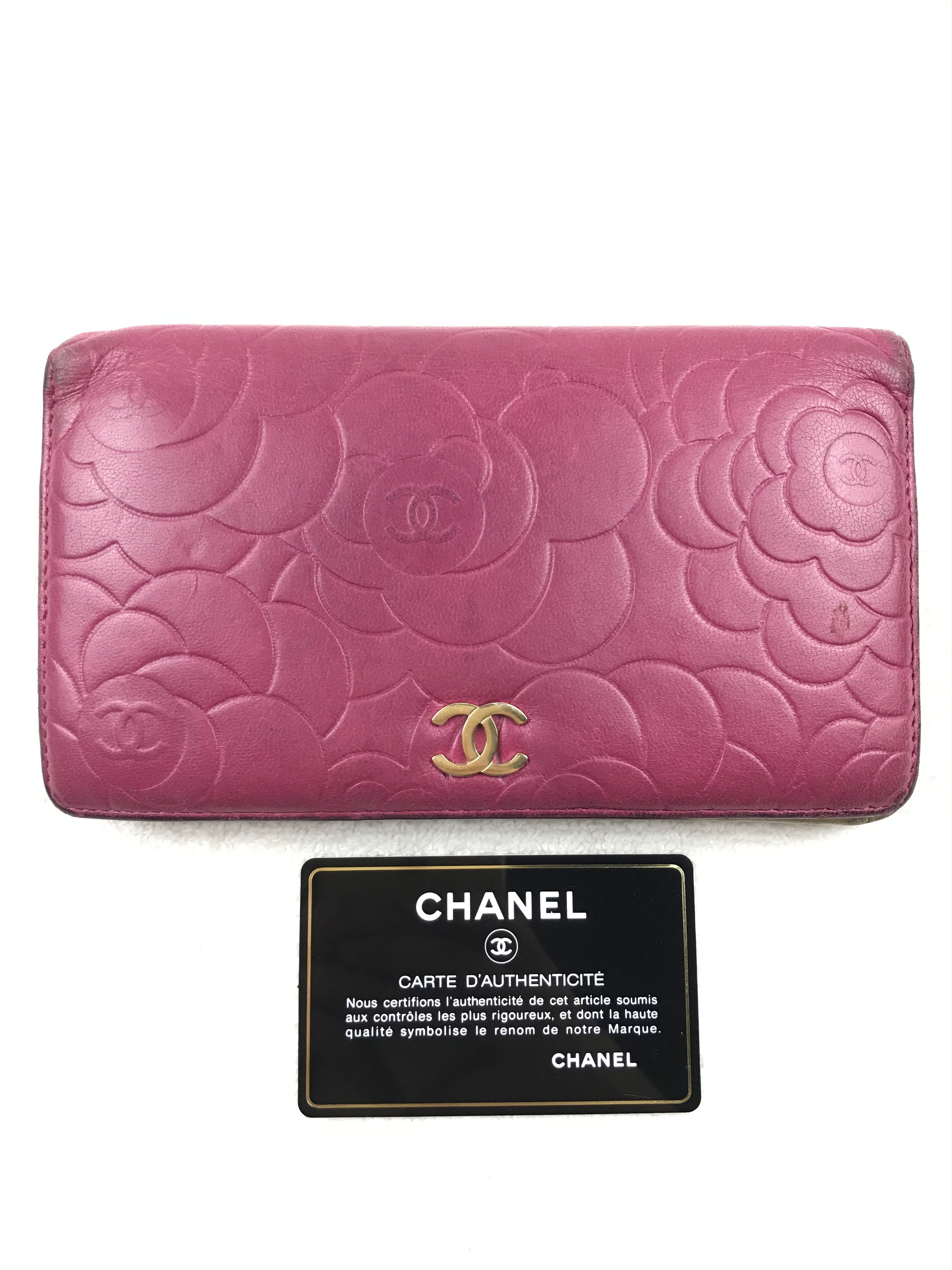 Chanel × Vintage Chanel Pink Embossed Lambskin Leather Camellia Long Wallet Size ONE SIZE - 14 Thumbnail