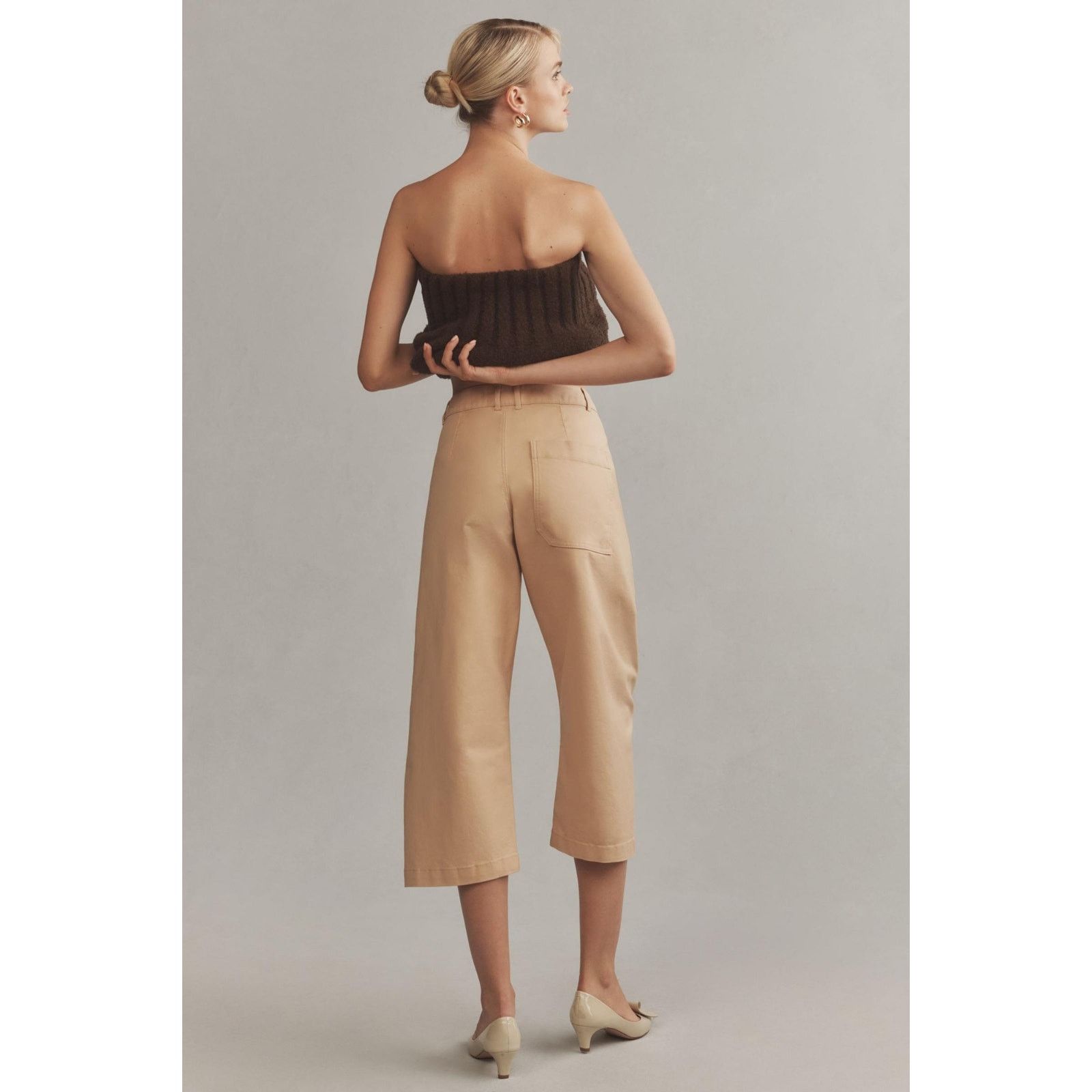 Anthropologie NWT Anthropologie Maeve Curved Cropped Chino Pants $148 14 Size 36" / US 14 / IT 50 - 3 Thumbnail