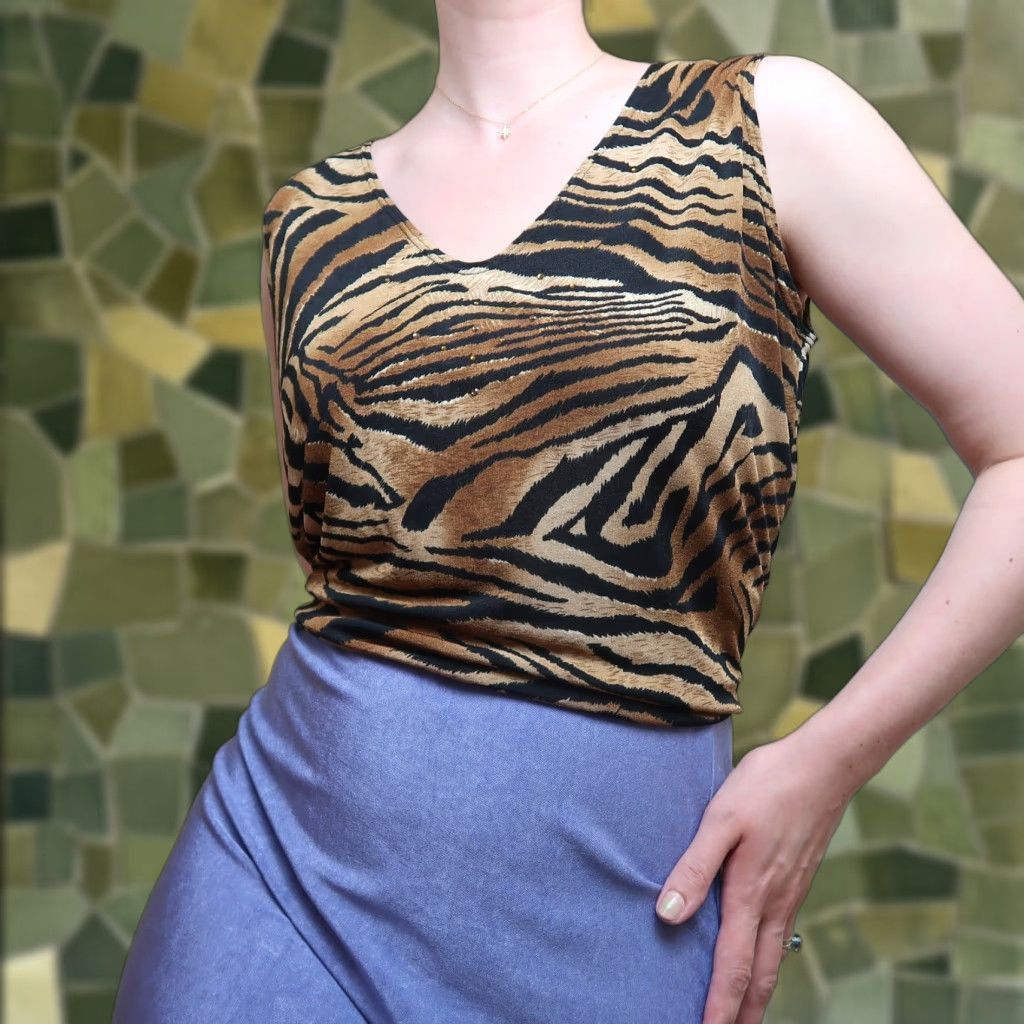 Vintage VINTAGE 90s brown tiger stripe Tank w/ jewels JKLA California L Shirt Mens Size L / US 10 / IT 46 - 1 Thumbnail