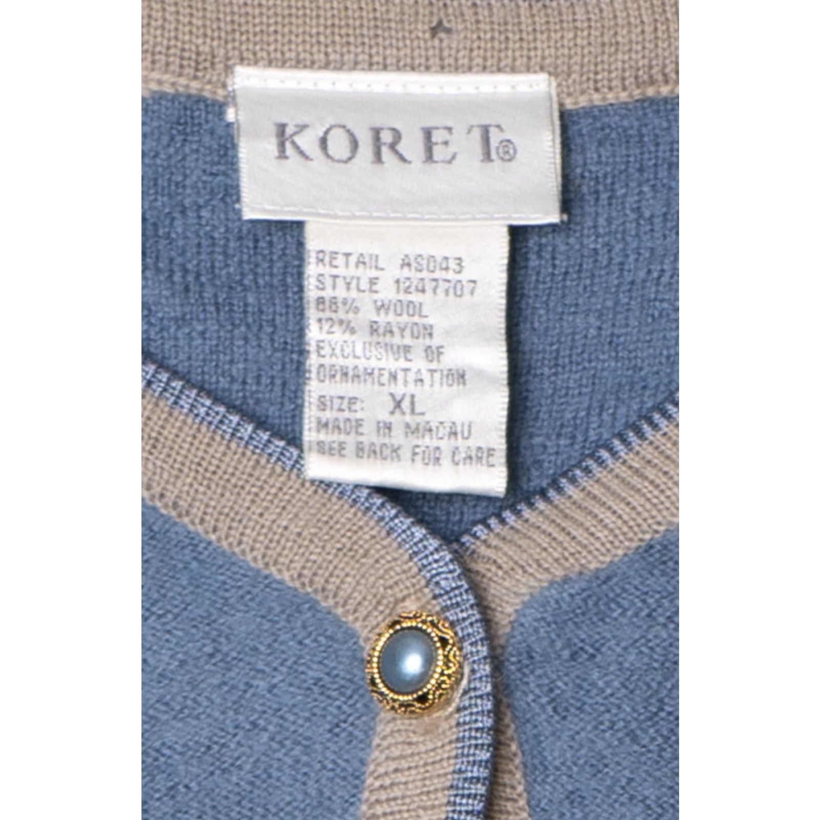 Vintage VINTAGE Koret Cardigan Sweater Blue X-Large Wool / Rayon Embroidered Button-Up Shirt Size XL / US 12-14 / IT 48-50 - 3 Thumbnail