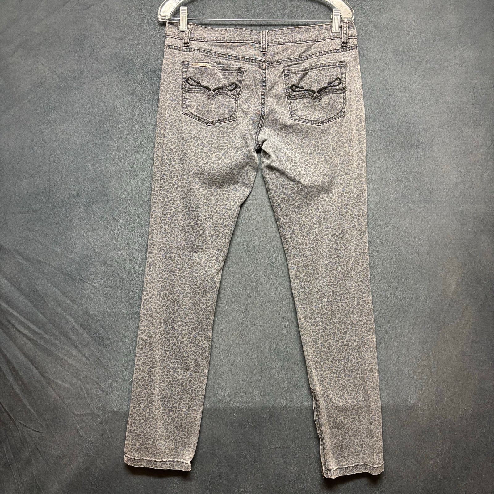 Jordache Jordache Jeans Blue Leopard Print Womens 28 Stretchy Skinny Size 33" - 2 Thumbnail