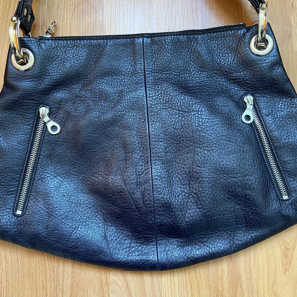 Vintage Vintage Christopher Kon Navy Leather Shoulder Bag Size ONE SIZE - 3 Thumbnail