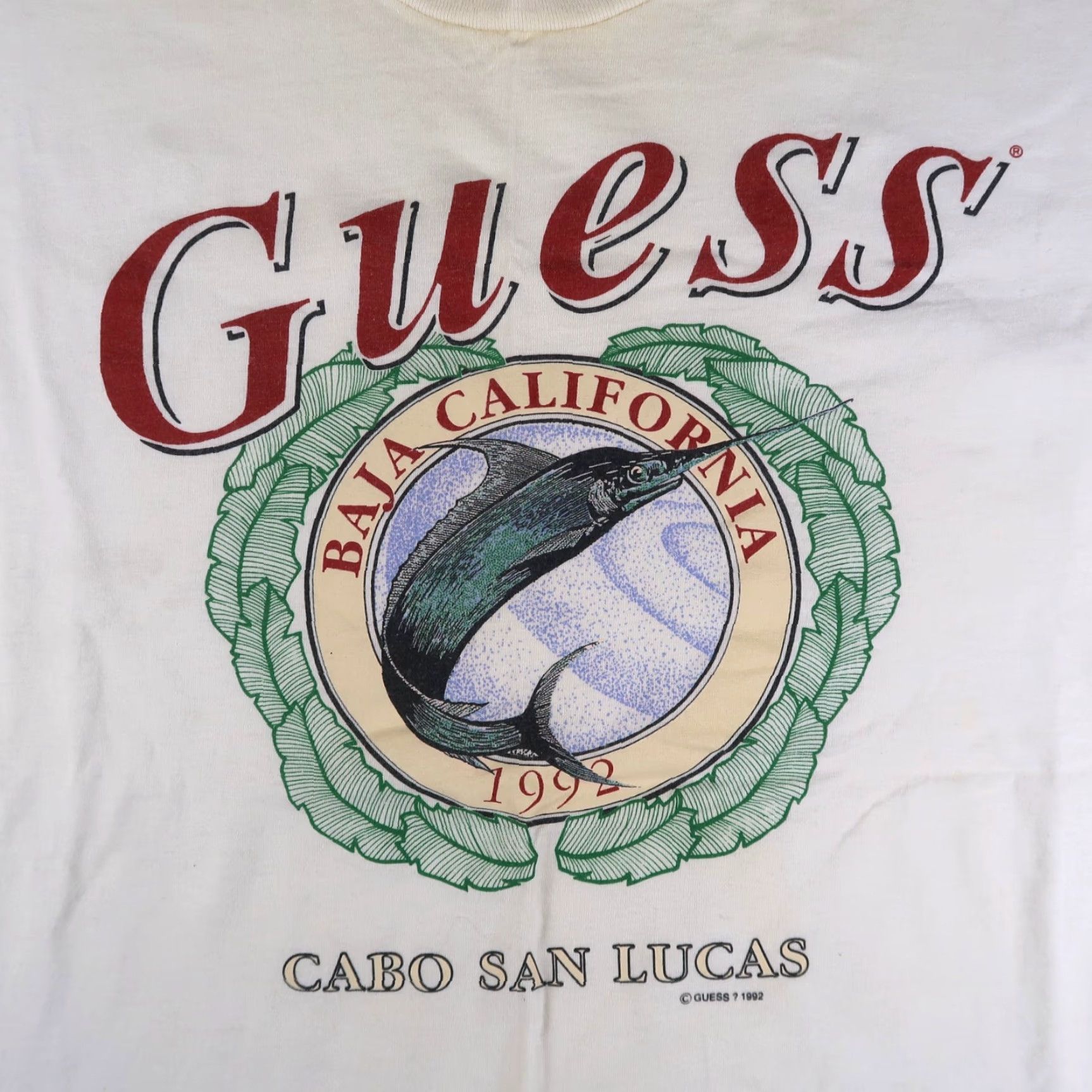 Guess VINTAGE Guess White 2XL T-Shirt Logo 90s Crew Neck Short Sleeve Men’s Cotton United States Logo Graphic Print 1990s 2XL Mens Size US XXL / EU 58 / 5 - 3 Thumbnail