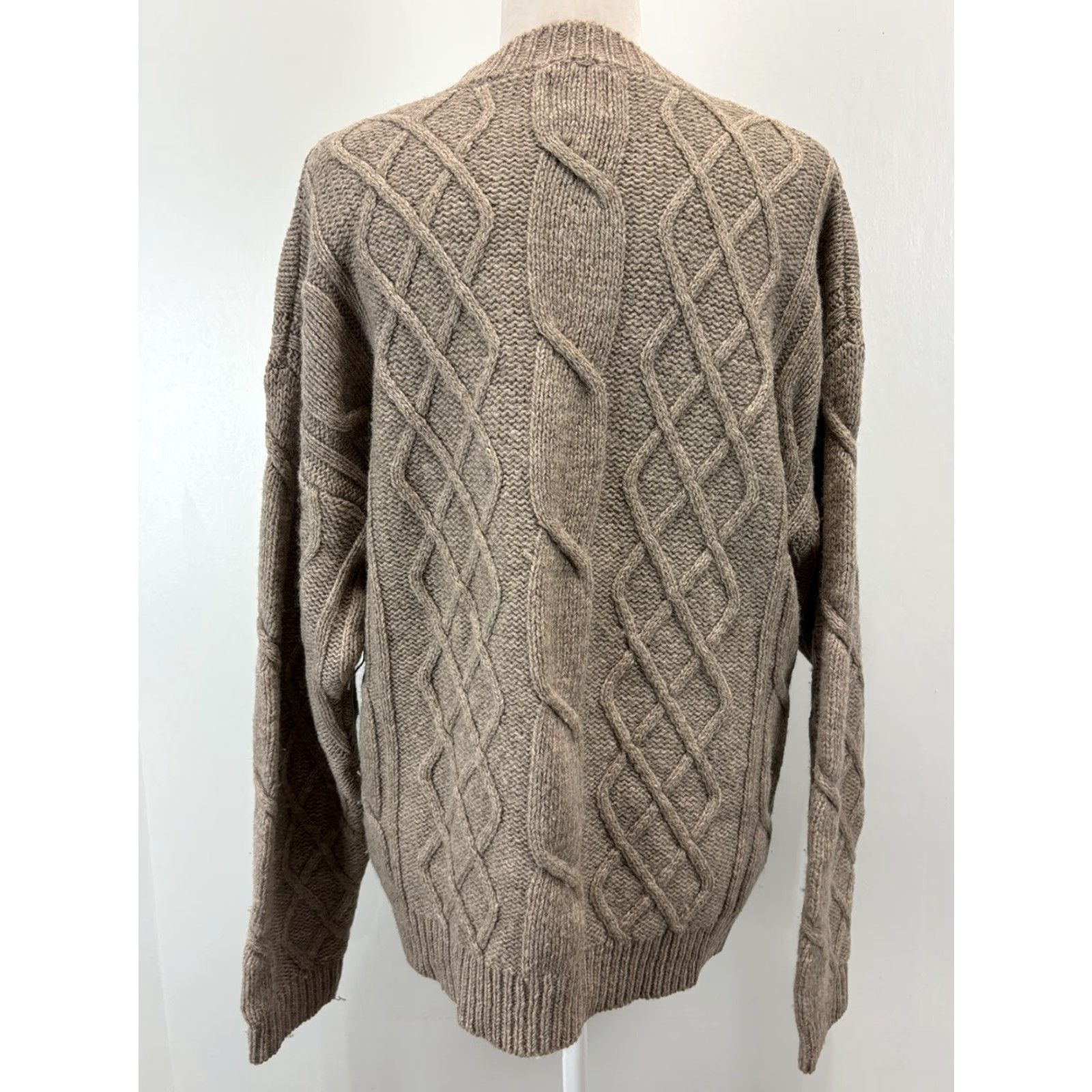 Gap VINTAGE Gap Fisherman Cableknit Wool Sweater Woman Size M Light Brown 1990s Casual Womens Size M / US 6-8 / IT 42-44 - 3 Thumbnail