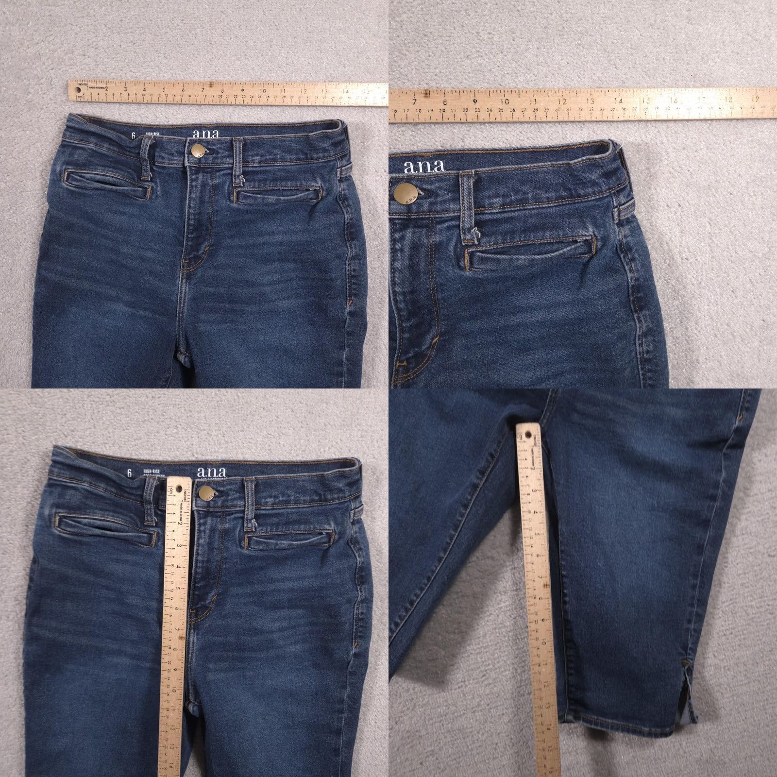 Vintage a.n.a A New Approach Jeans Womens 6 Blue High Rise Crop Skinny Stretch Denim Size 28" / US 6 / IT 42 - 8 Thumbnail