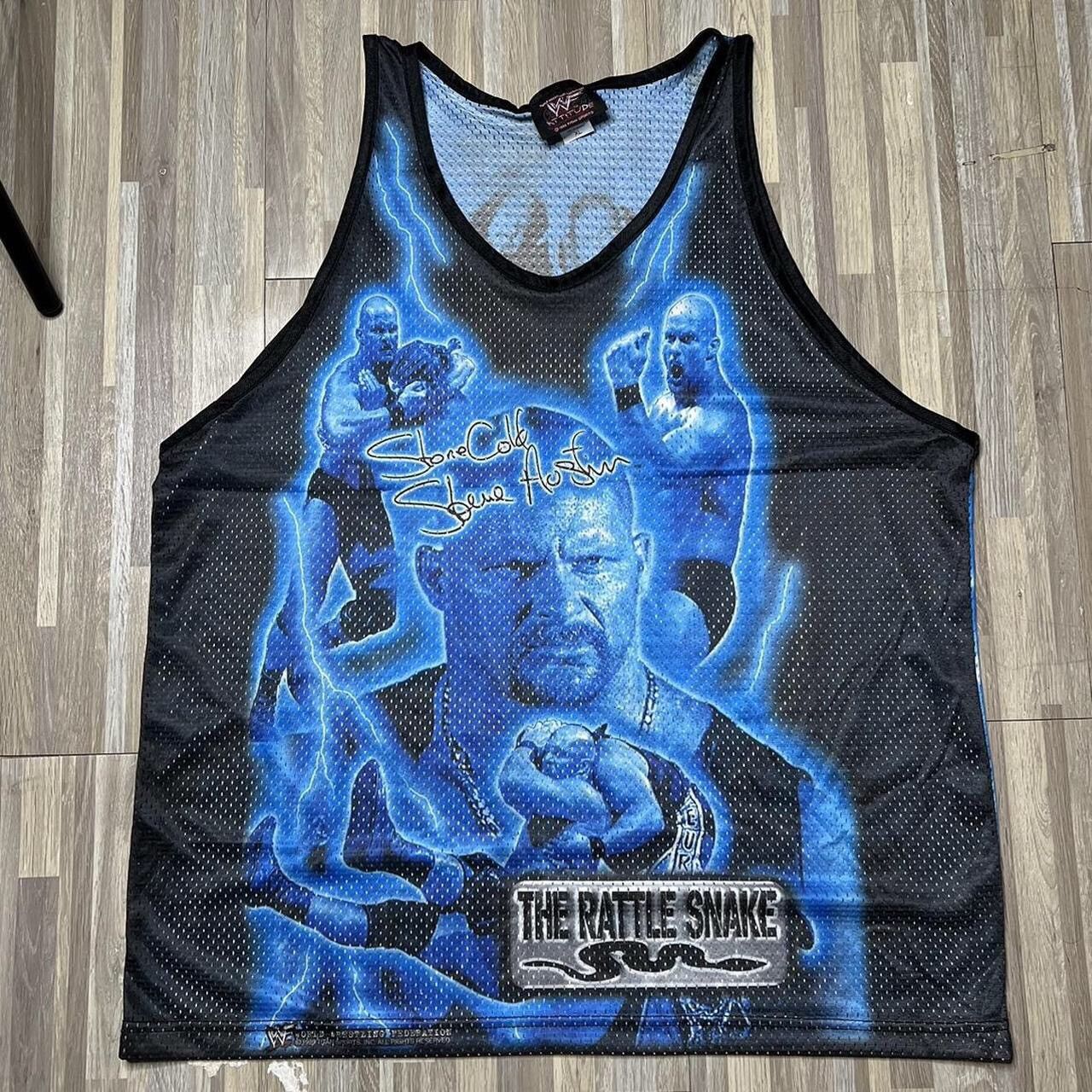 Image of Vintage 90's 1999 Wwf Wrestling Stone Cold Aop Jersey in Blue, Men's (Size XL)