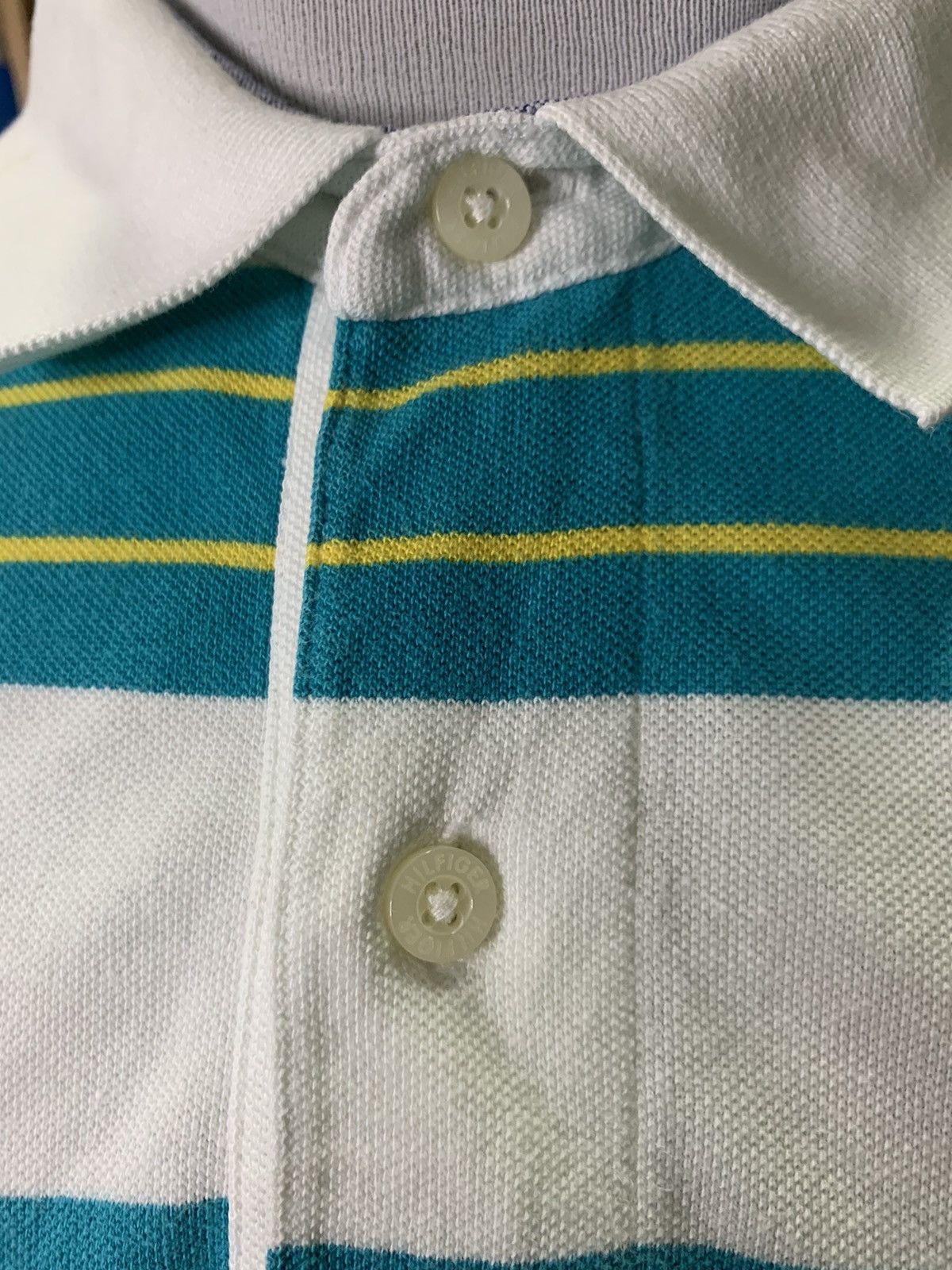 Tommy Hilfiger Y2K/2000s Blue Striped Tommy Hilfiger Polo Shirt! Size US XL / EU 56 / 4 - 2 Thumbnail
