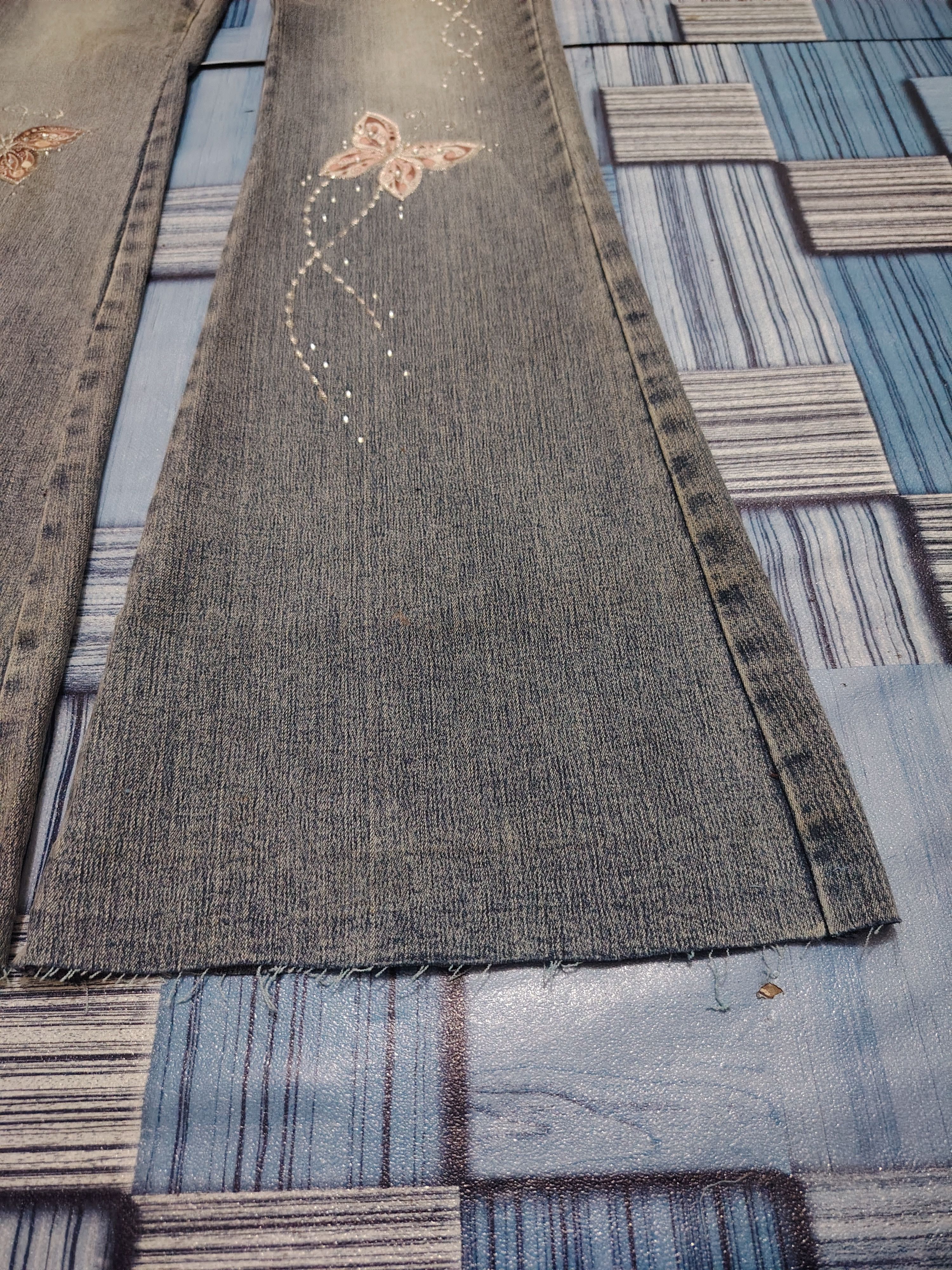 If Six Was Nine Japanese 90s Tantra Butterfly bead pattern Flared jeans Size US 28 / EU 44 - 7 Thumbnail