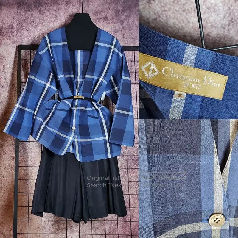 Other Dior Blue Cotton Plaid Long Sleeve Cardigan . Size US S / EU 44-46 / 1 - 1 Thumbnail