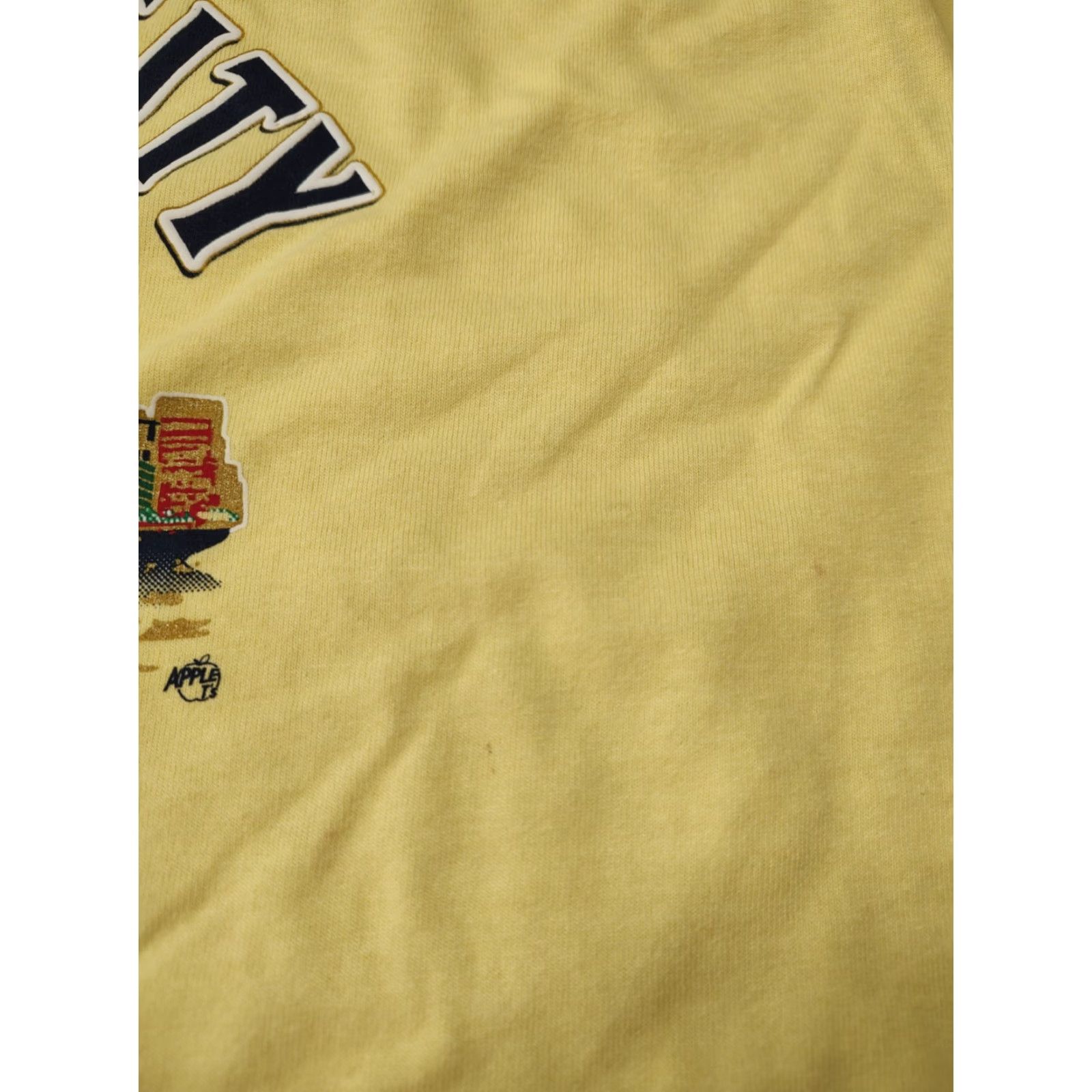 Fruit Of The Loom VINTAGE Fruit of the Loom T-Shirt Manhat tan Destination NY NYC 90s 80s Yellow Cotton Crew Neck Short Sleeve XL Men Regular Single Stitch Size US XL / EU 56 / 4 - 6 Thumbnail