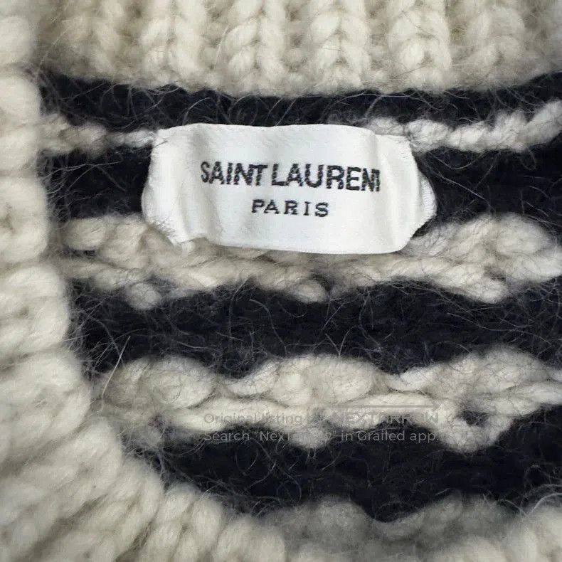 Saint Laurent Paris Saint Laurent Black and White Thick Woolen Crewneck Sweater Size US L / EU 52-54 / 3 - 2 Thumbnail