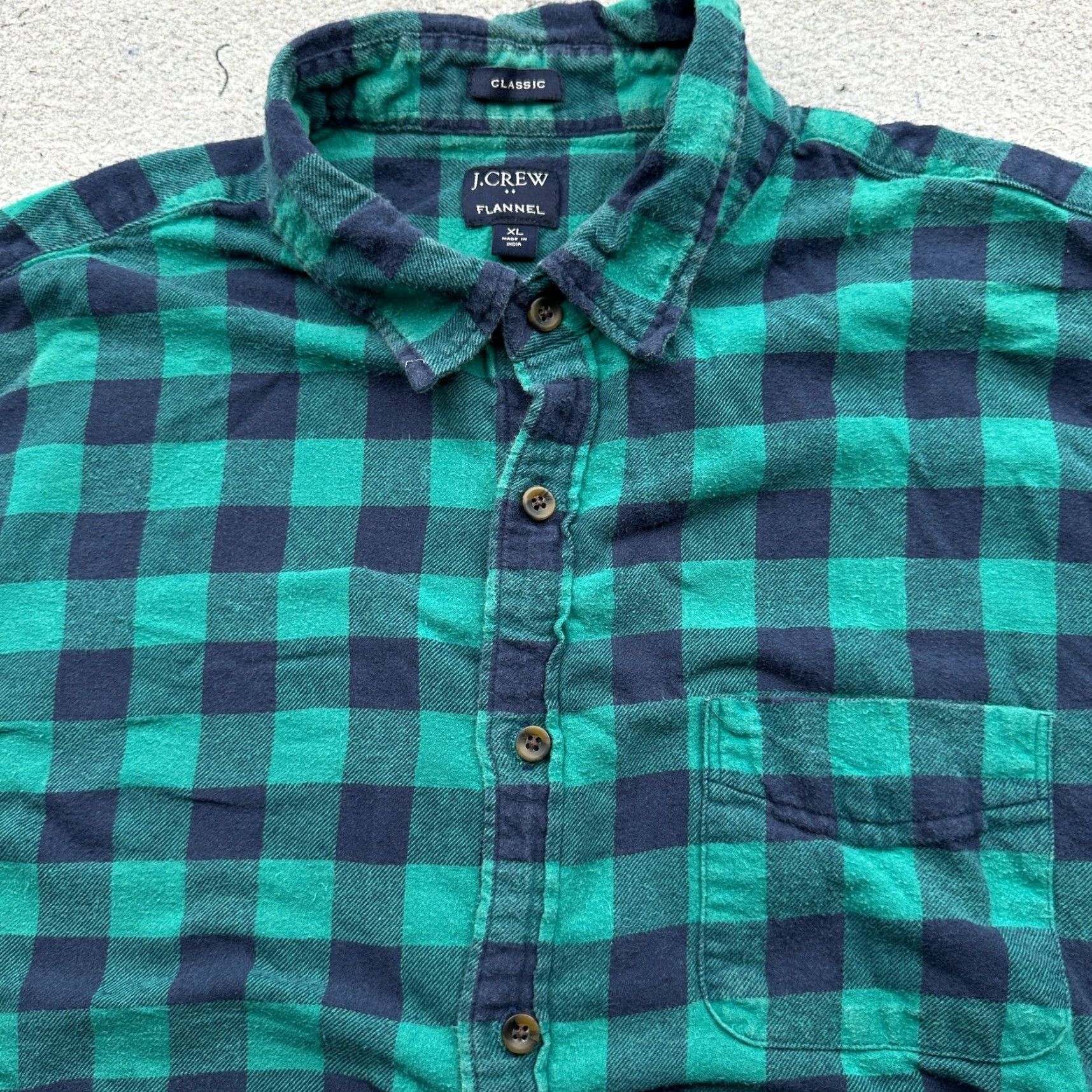 J.Crew J.CREW Plaid Shirt Men XL Long Sleeve Button-Up Flannel Green Blue Check Pocket Casual Shirt Mens XL Size US XL / EU 56 / 4 - 7 Thumbnail
