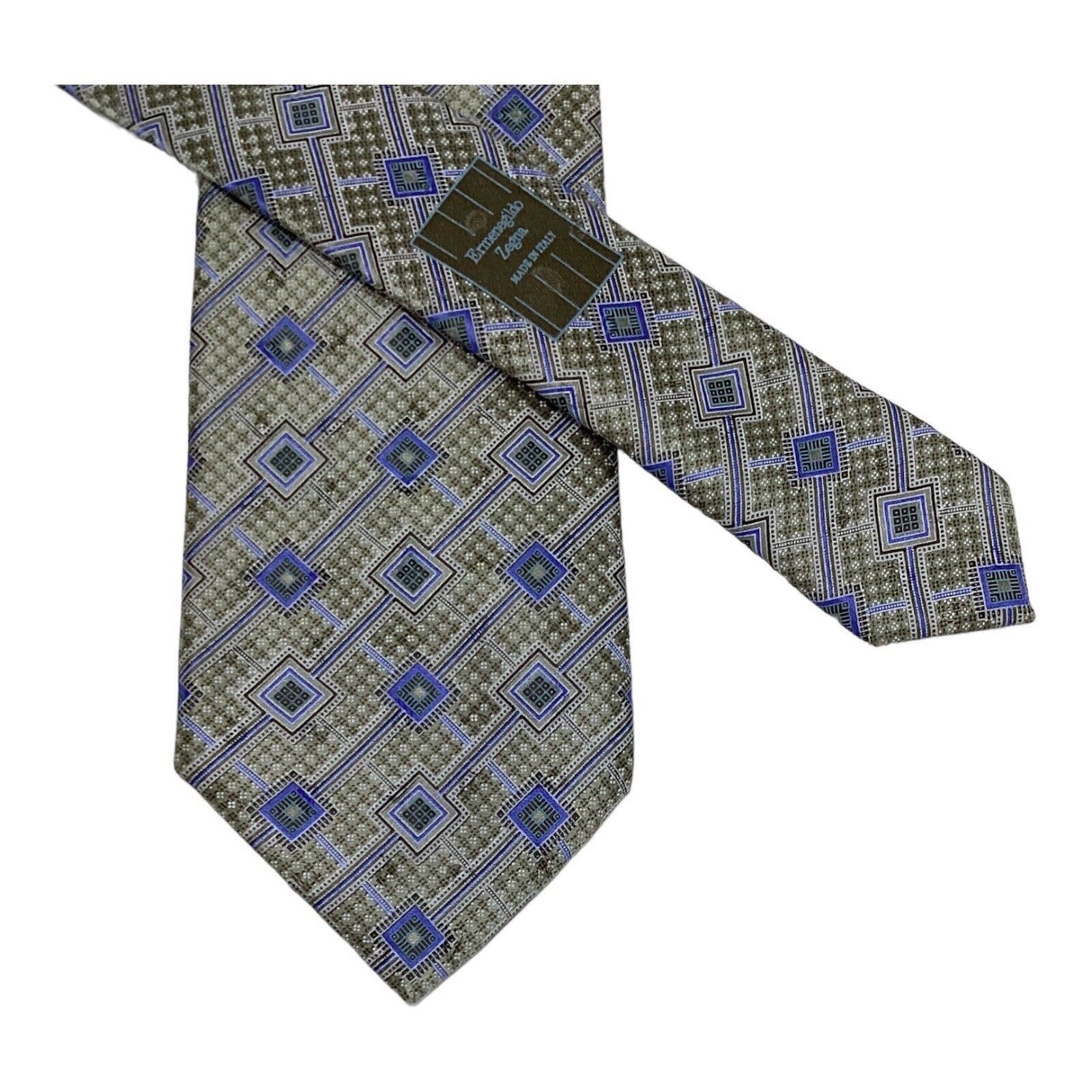 Ermenegildo Zegna ERMENEGILDO ZEGNA Green Geometric Luxury Silk Tie Made In It Size ONE SIZE - 6 Thumbnail