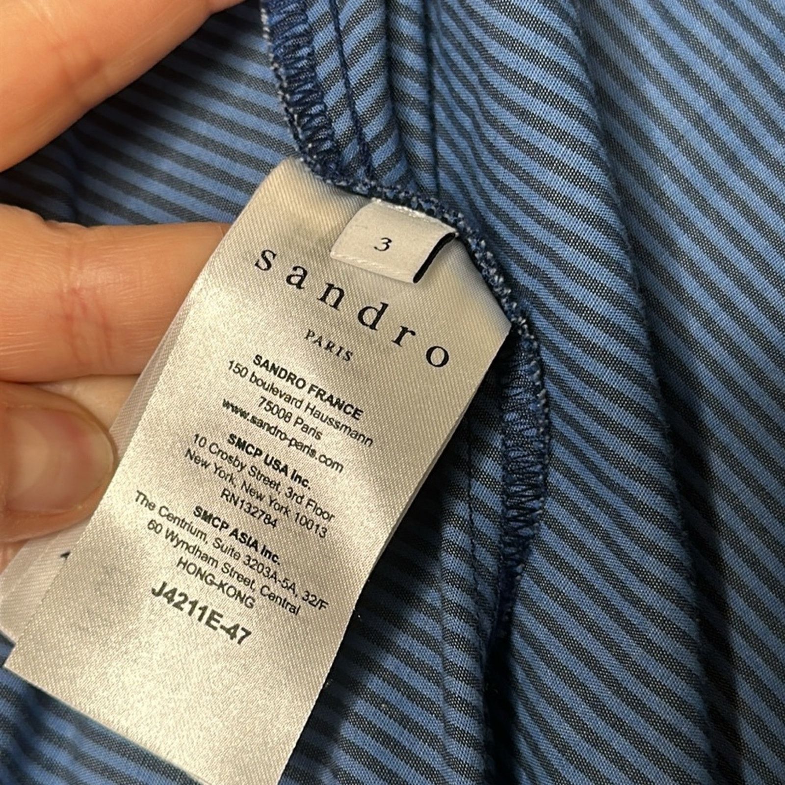Sandro Sandro Striped Broadcloth Chiffon Wrap Skirt Blue Sz 3 US L Size 28" / US 6 / IT 42 - 12 Thumbnail