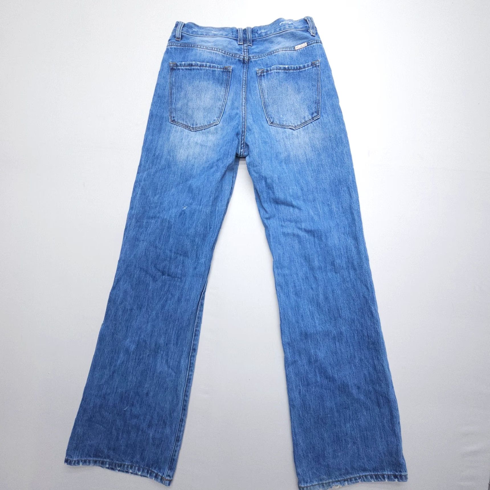 Vintage Kancan Ariena Ultra High Rise 90's Flare Jeans Blue Boho Distressed Size 5 / 26 Size 27" / US 4 / IT 40 - 2 Thumbnail