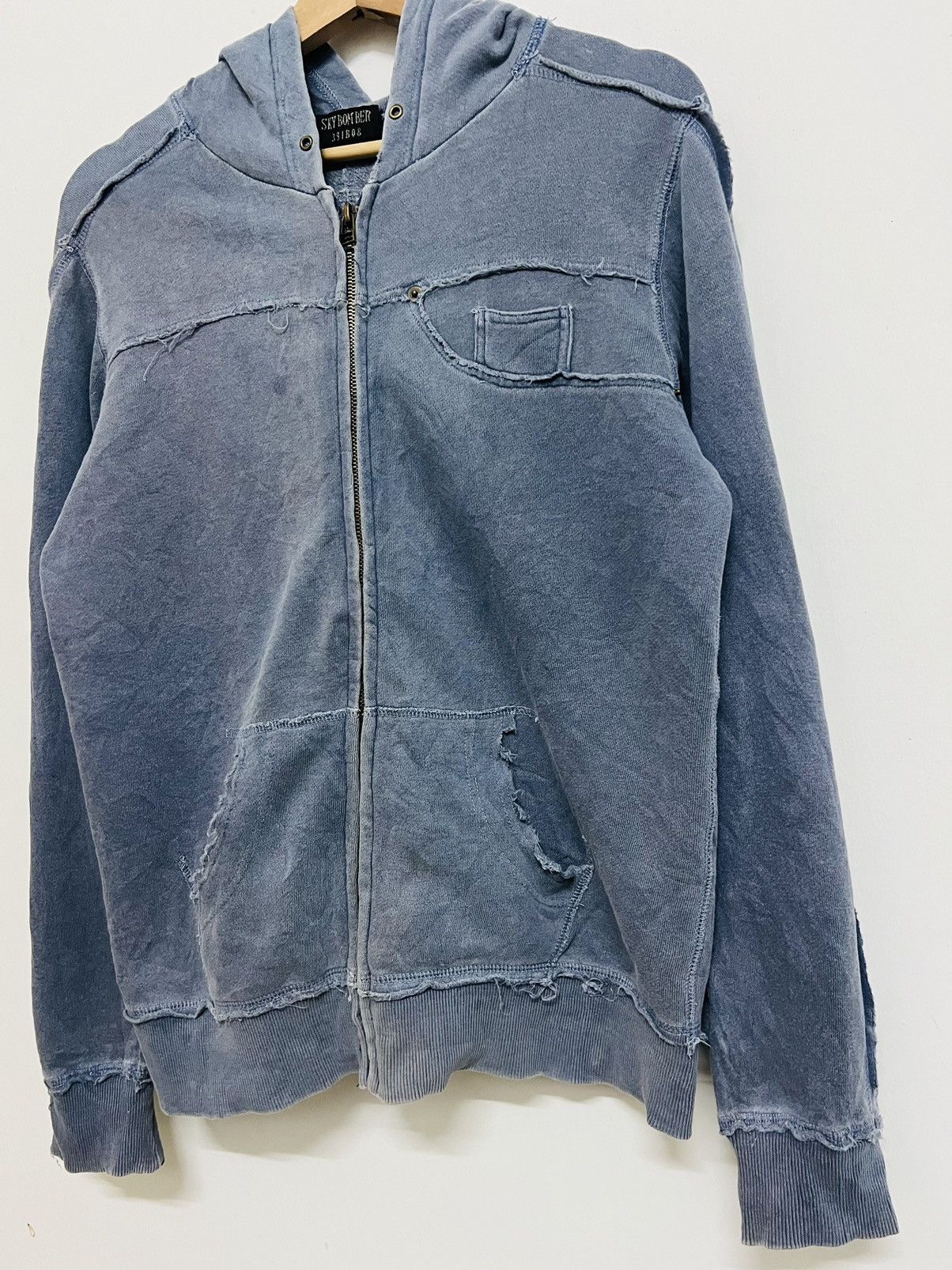 Japanese Brand SKY BOMBER 391B08 RECONSTRUCTED ZIPPER HOODIE JACKET Size US M / EU 48-50 / 2 - 4 Thumbnail