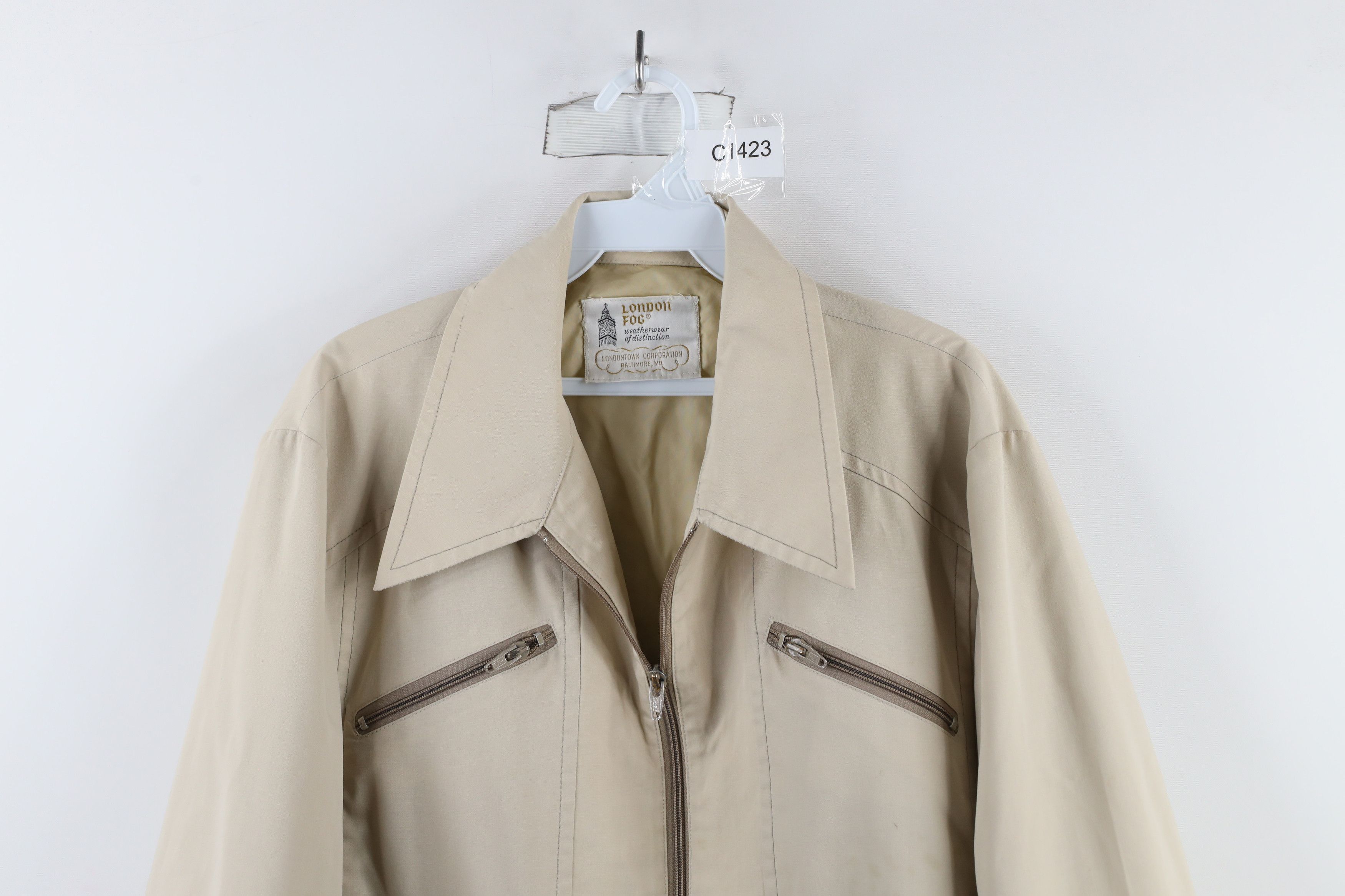 Vintage Vintage 70s Streetwear Buckle Back Full Zip Jacket Beige USA Size US L / EU 52-54 / 3 - 2 Thumbnail