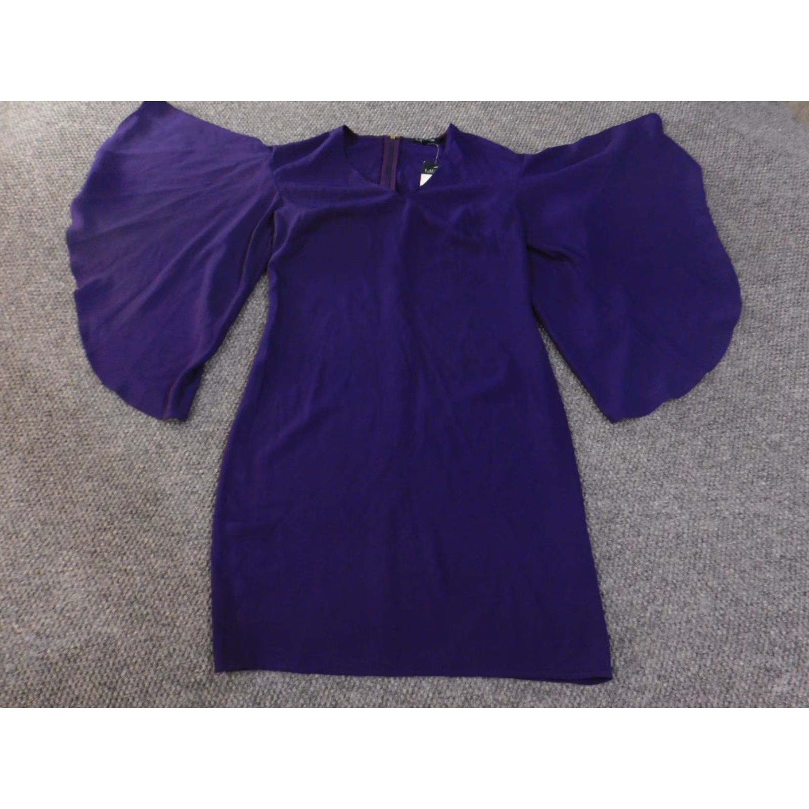 Ralph Lauren Lauren Ralph Lauren dress Purple A-Line Bell Sleeve Zip Womens Midi Lined Cotton Polyester Viscose Knit Crochet 2 Regular Spring Womens Size XS / US 0-2 / IT 36-38 - 2 Thumbnail