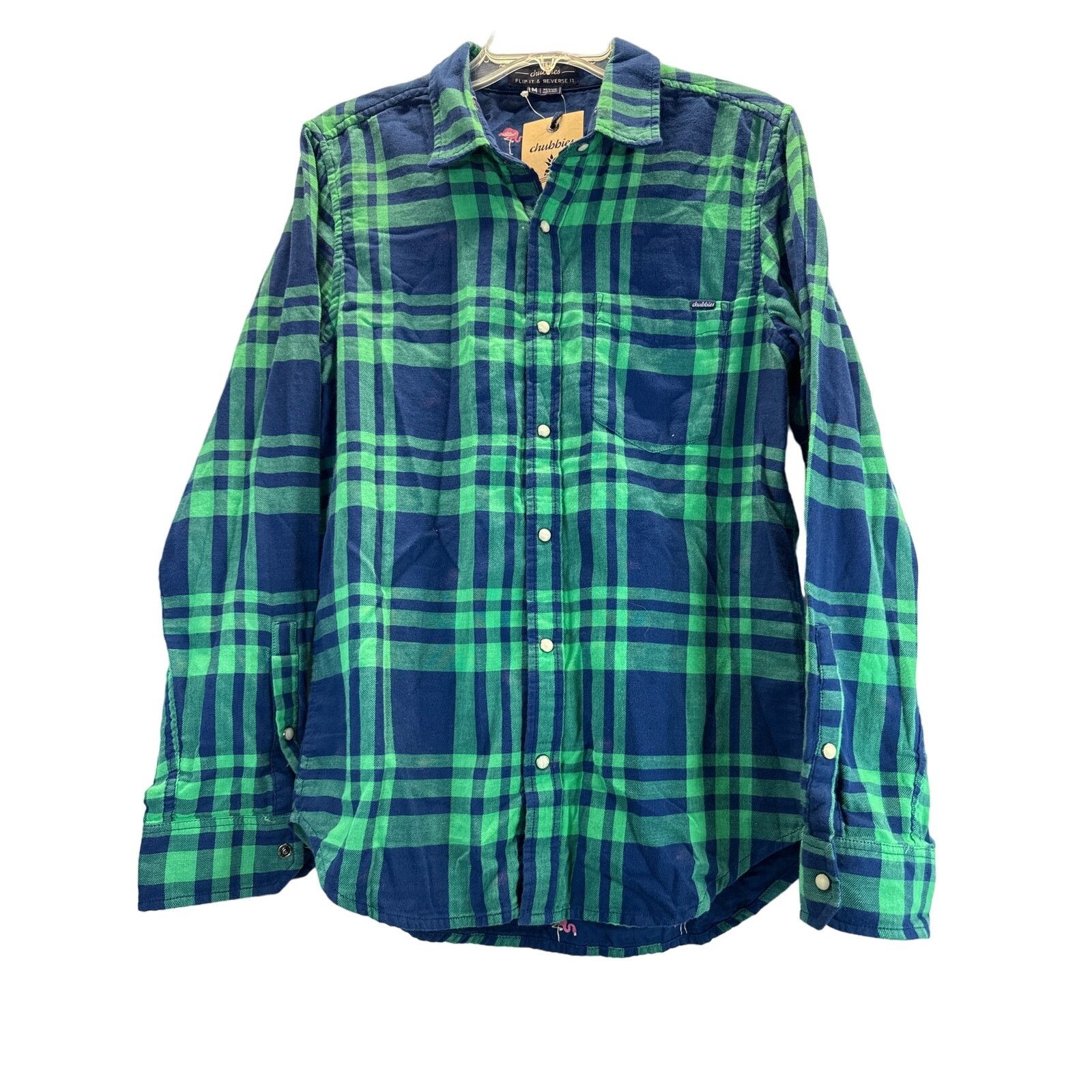 Chubbies Chubbies Grn Plaid Blue Flamingo Pearl Snaps Shirt men sz M Size US M / EU 48-50 / 2 - 1 Thumbnail