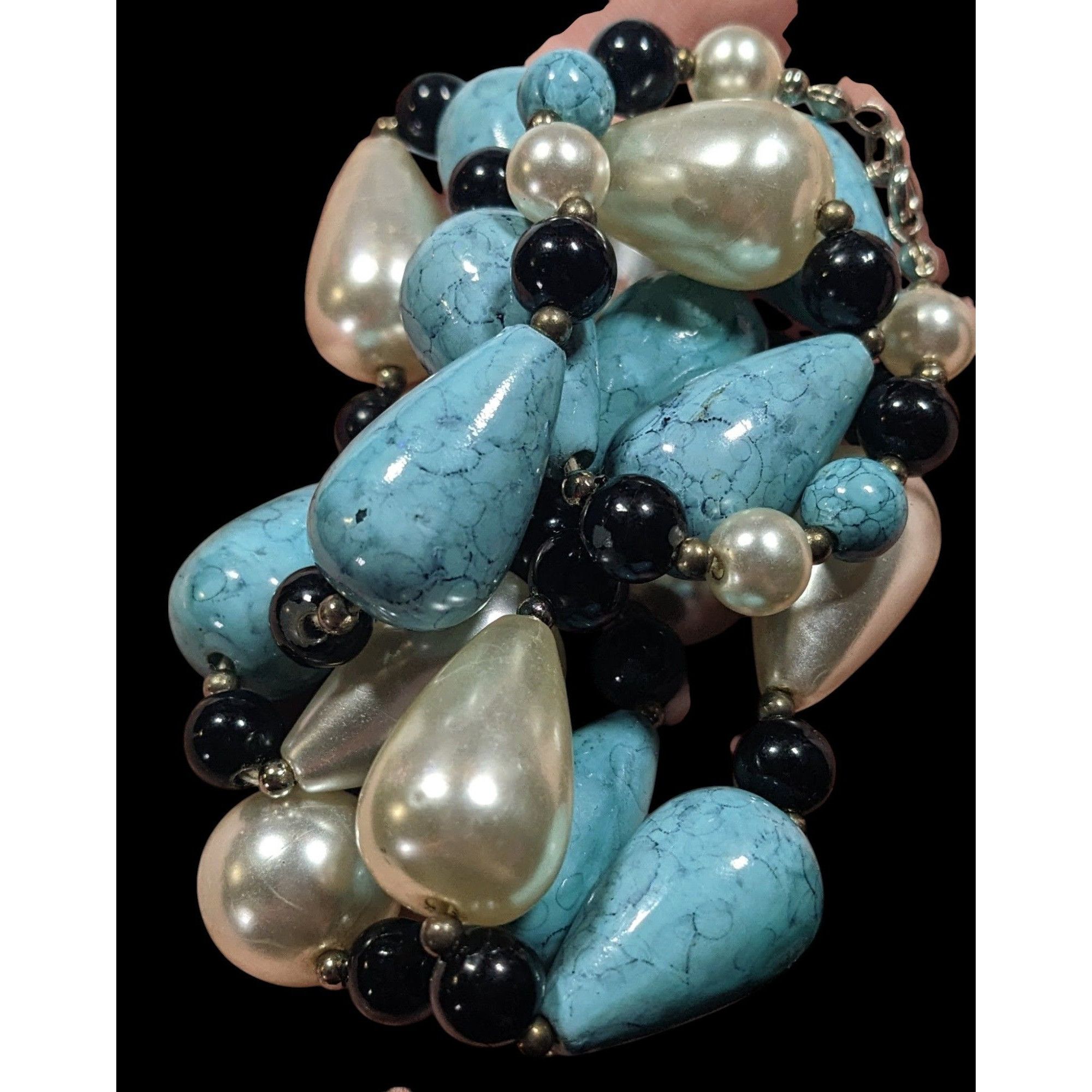 Other Faux Turquoise And Pearl Teardrop Beaded Necklace Size ONE SIZE - 4 Thumbnail