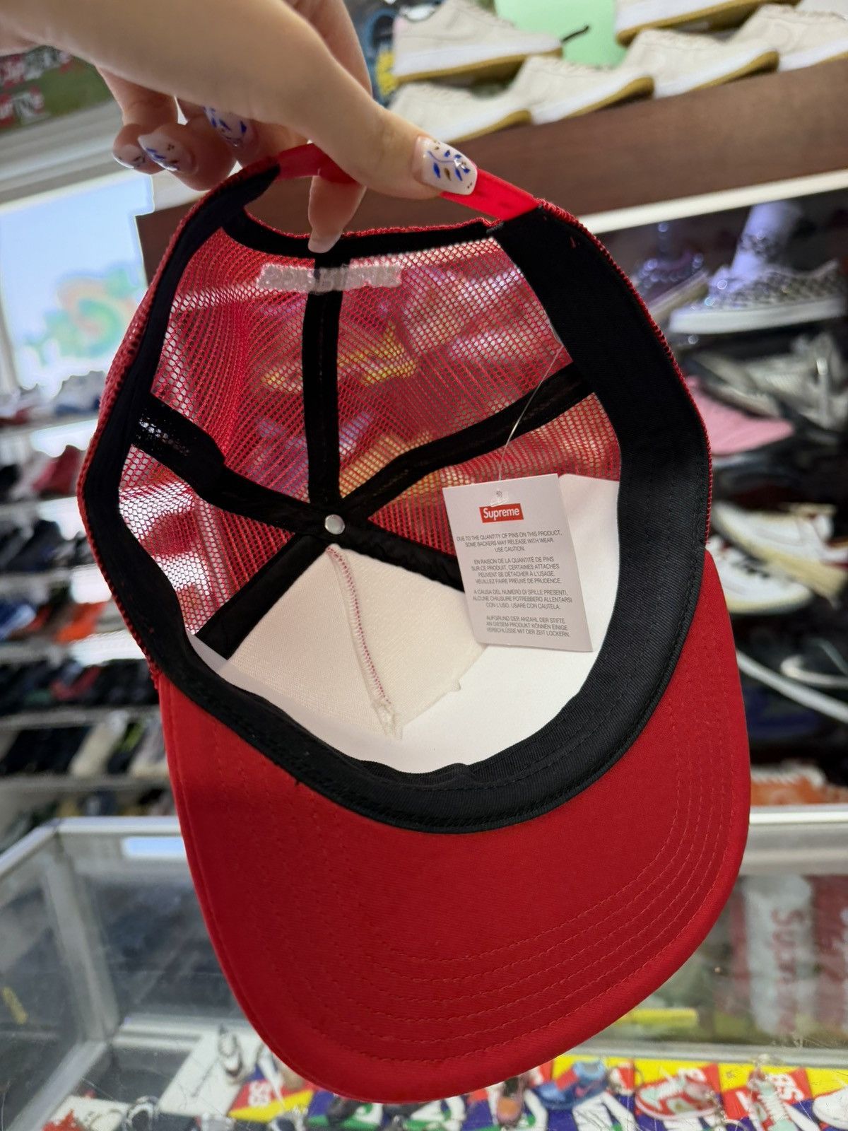Supreme Supreme ‘Pins’ Mesh Back 5 Panel Hat (Red) Size ONE SIZE - 3 Thumbnail