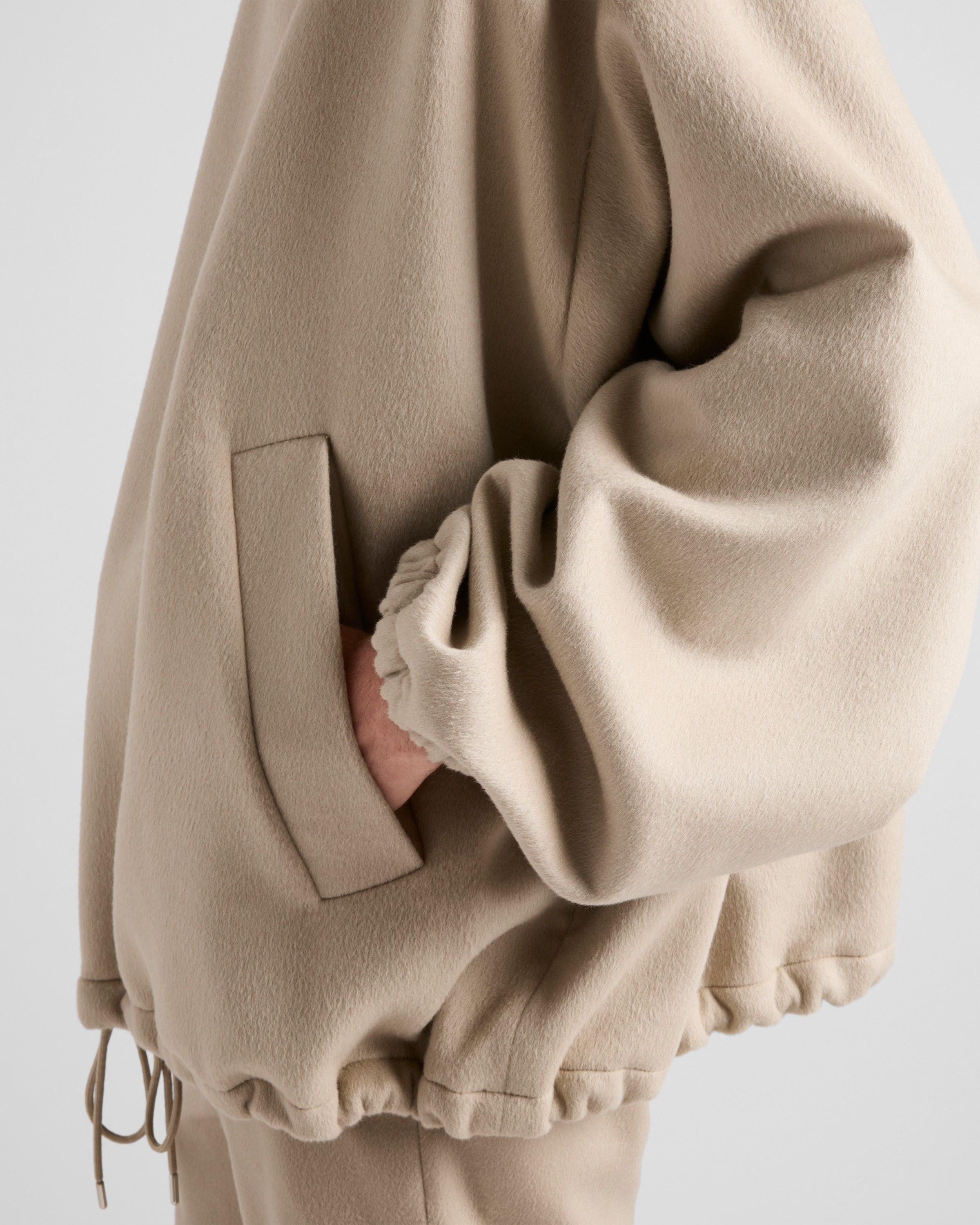 Prada o1bcso1str1025 Cashgora Wool Blend Hoodie Jacket in Beige Size US S / EU 44-46 / 1 - 4 Thumbnail