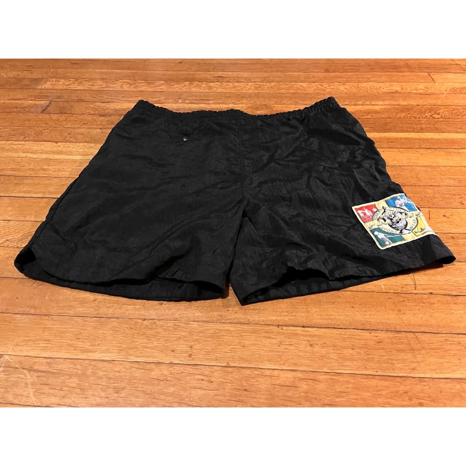 Vintage VINTAGE Robert Stock Multipurpose Shorts Men’s M Black 90s Athletic Sports Activewear Casual Pockets Drawstring Elastic Waist 36 in Waist Size US 31 - 2 Thumbnail