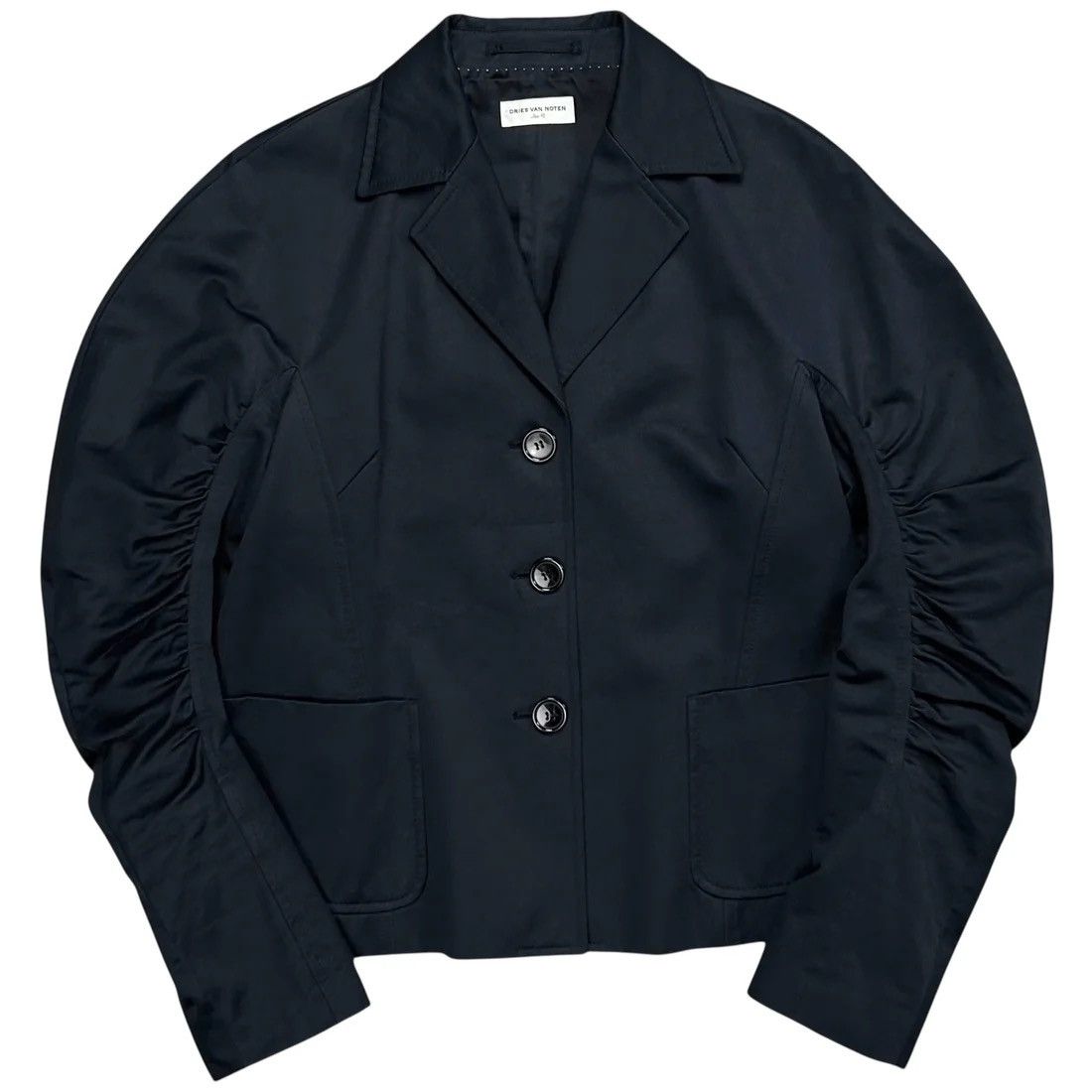 Dries Van Noten Dries Van Noten Cropped Ruched Sleeve Blazer - AW18 Size US M / EU 48-50 / 2 - 1 Thumbnail