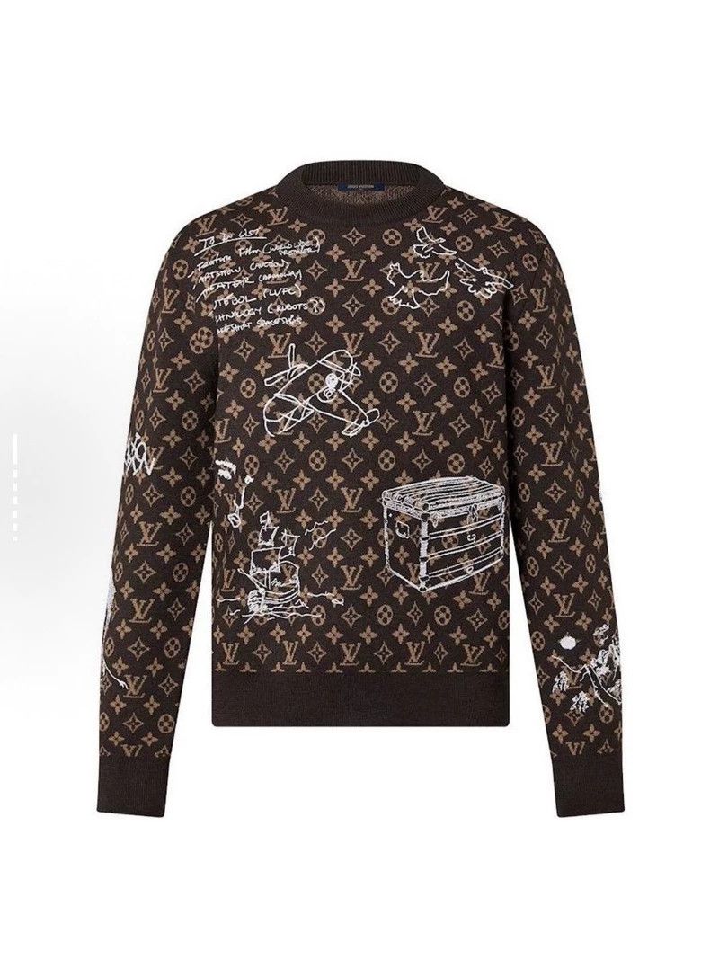 Louis Vuitton Louis Vuitton FW23 Logo monogrammed scribbled crewneck lon Size US L / EU 52-54 / 3 - 1 Thumbnail