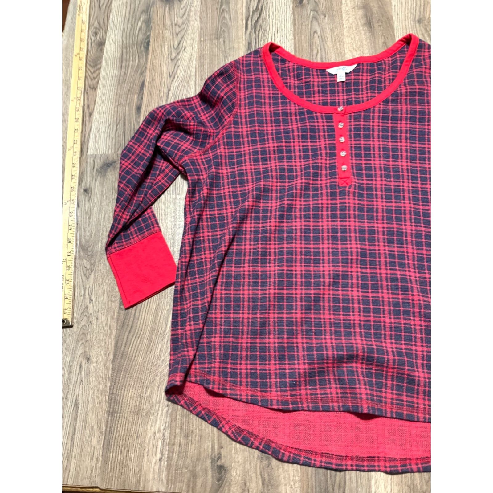 Vintage Terra & Sky Shirt Women's Plus 2X Red Black Plaid Long Sleeve 1/4 Button Shirt Womens Plus 2X Red Black Plaid Long Sleeve 1/4 Button Size XXL / US 16-18 / IT 52-54 - 3 Thumbnail