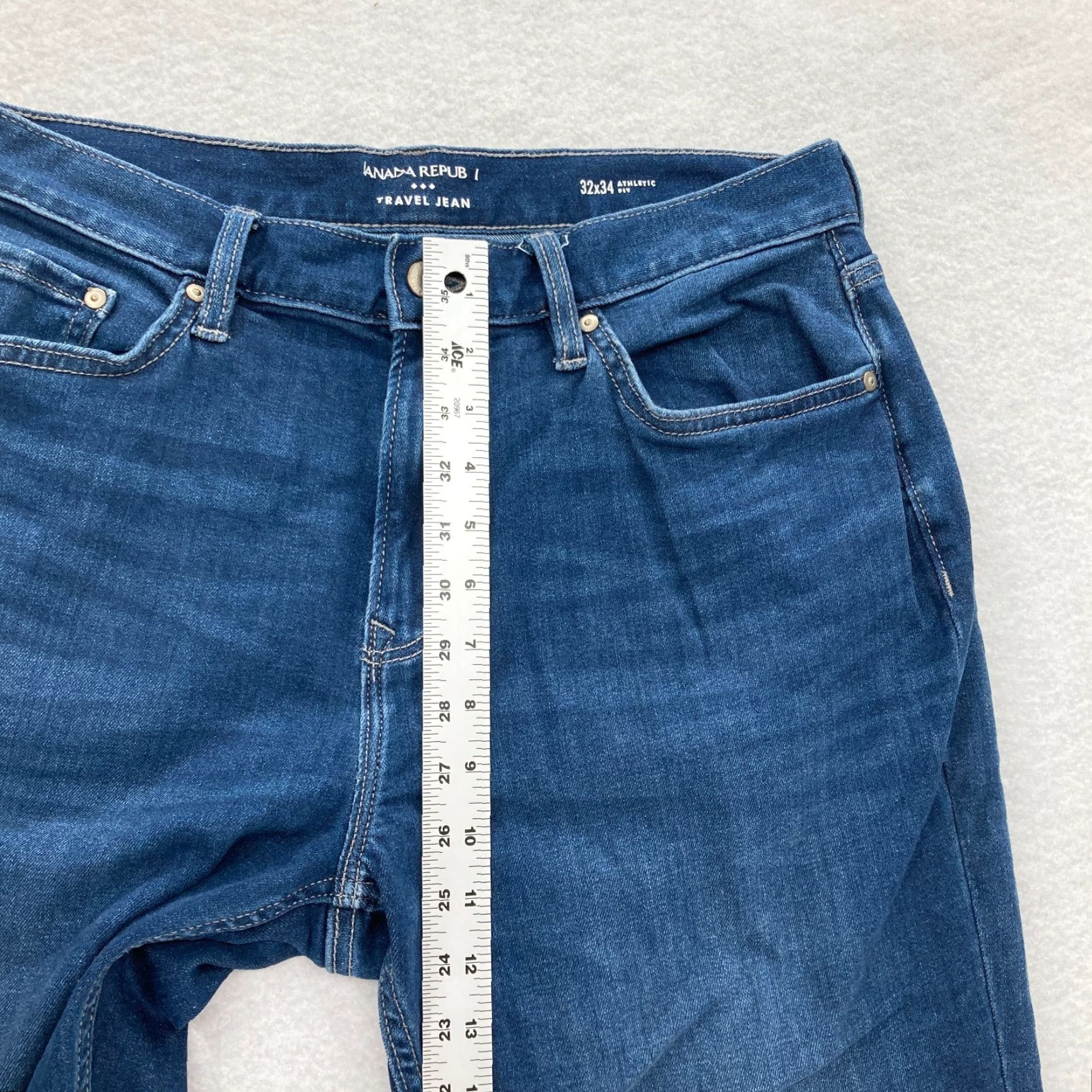 Banana Republic Banana Republic Traveler Jean Mens 32x34 Slim Straight Fit Blue Stretch Denim Size US 32 / EU 48 - 7 Thumbnail