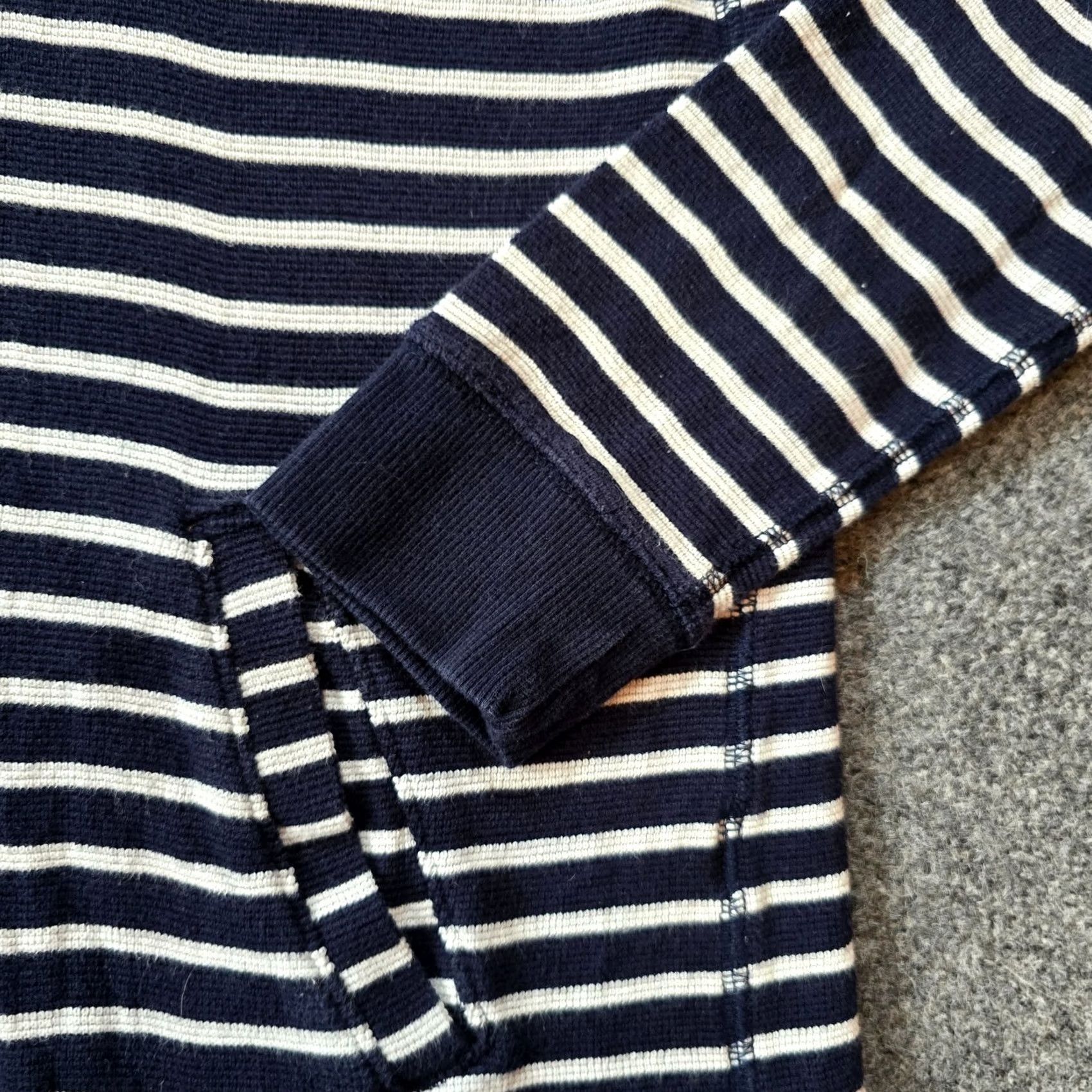 J.Crew J.CREW Sweater Womens Small Blue White Striped Cowl Neck Thermal Casual Pullover Size S / US 4 / IT 40 - 3 Thumbnail
