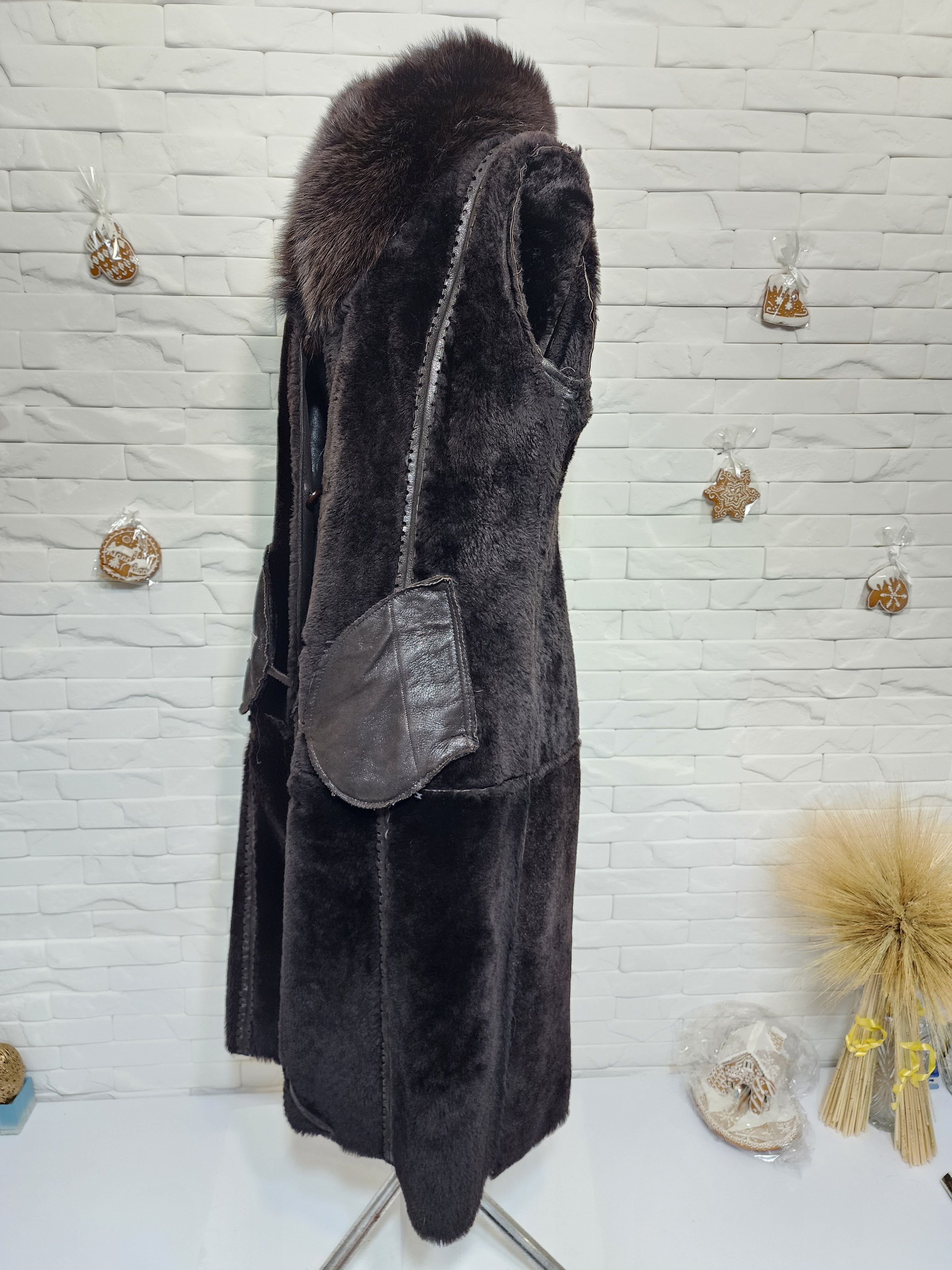 Furla Brown Sheepskin Coat: Vintage Leather Winter Outerwear Size XL / US 12-14 / IT 48-50 - 10 Thumbnail
